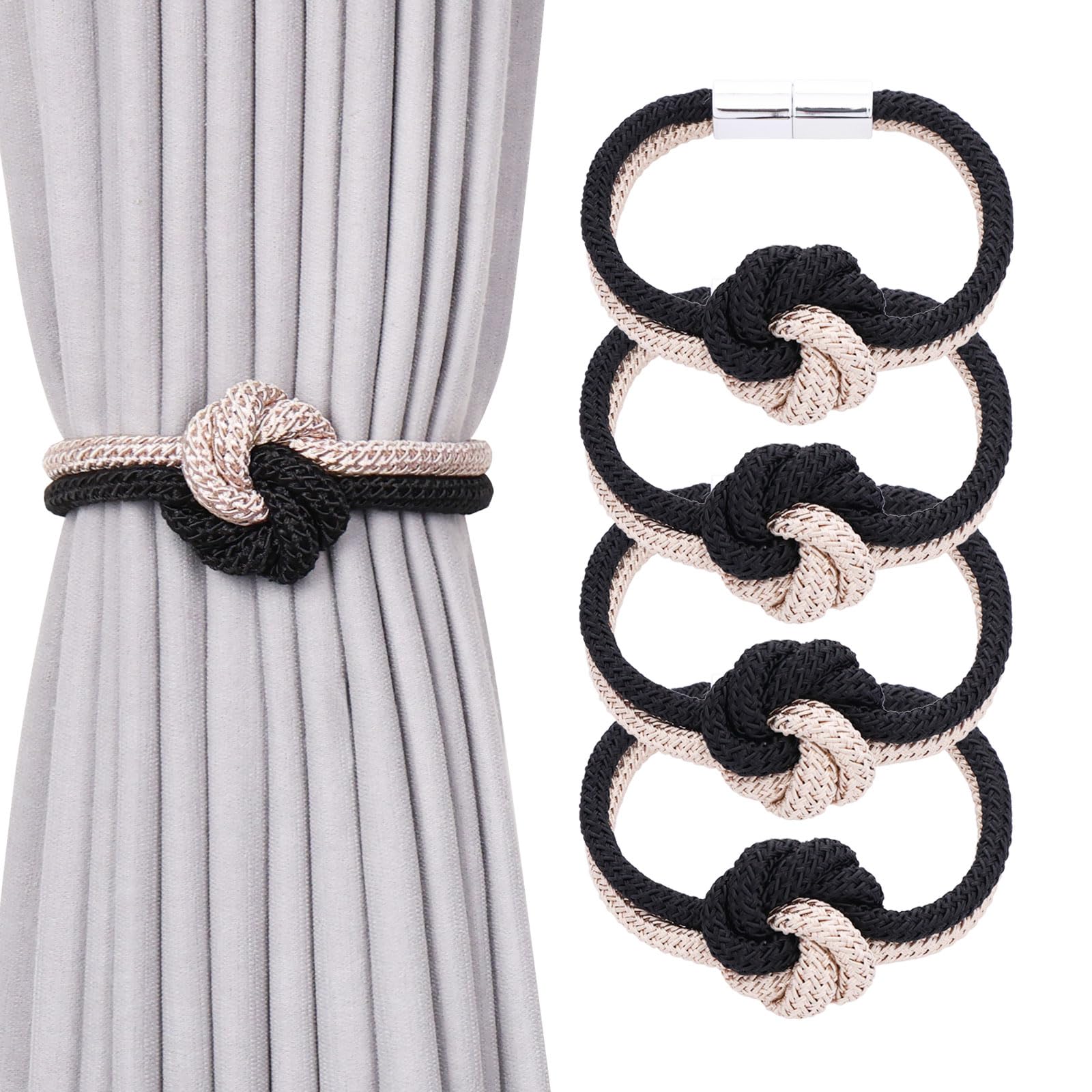 Pretty Jolly Flower‑Knot Curtain Tiebacks, Hand‑Woven Rope