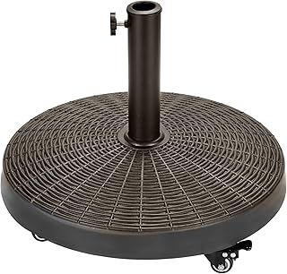 EROMMY 52LBS Umbrella Base, Umbrella Stand with Brakeable Wheels, Patio Umbrella Base Heavy Duty for Outdoor 1.5''~1.89'' Market Umbrella, Resin Umbrella Holder for Patio Deck Porch Poolside, Bronze