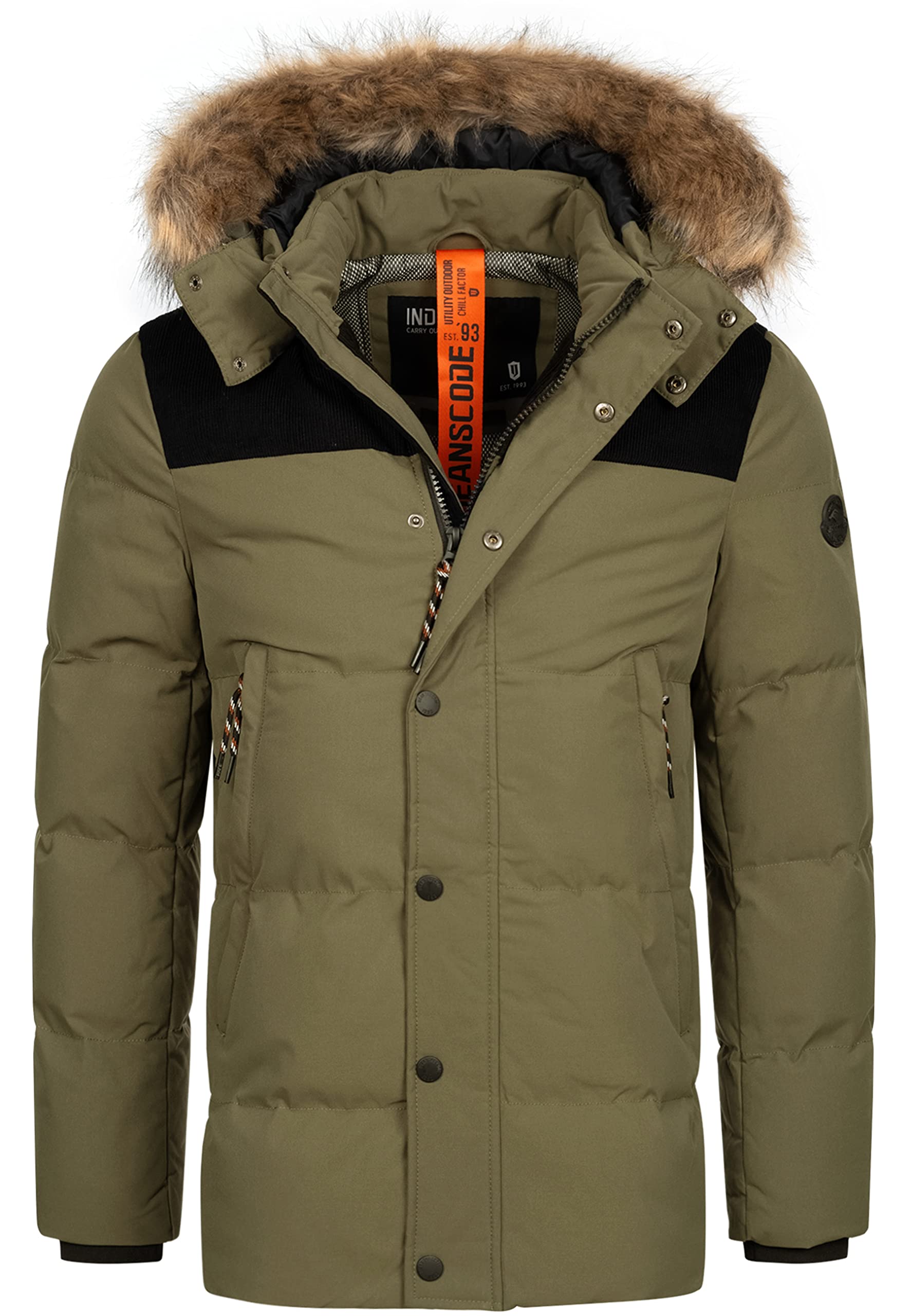 Indicode Herren Parka Winterparka Hexyl mit Kapuze