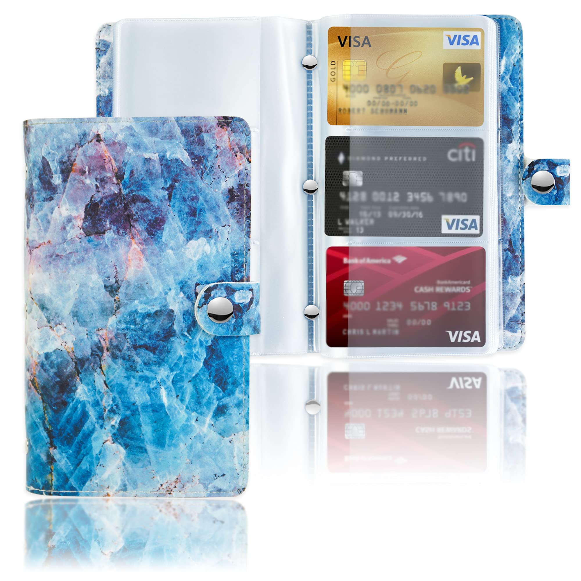 lizimandu Business Card Holder Book, Business Card Book Case PU Leather Organization Binder Name ID Card Holder for Men & Women, Up to 96 Cards