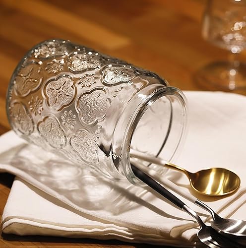 Miniatura 5 de Custde Tarros de almacenamiento de vidrio con tapa hermética, recipiente de 35 onzas para encimera de cocina con tapa de bambú, azúcar morena,