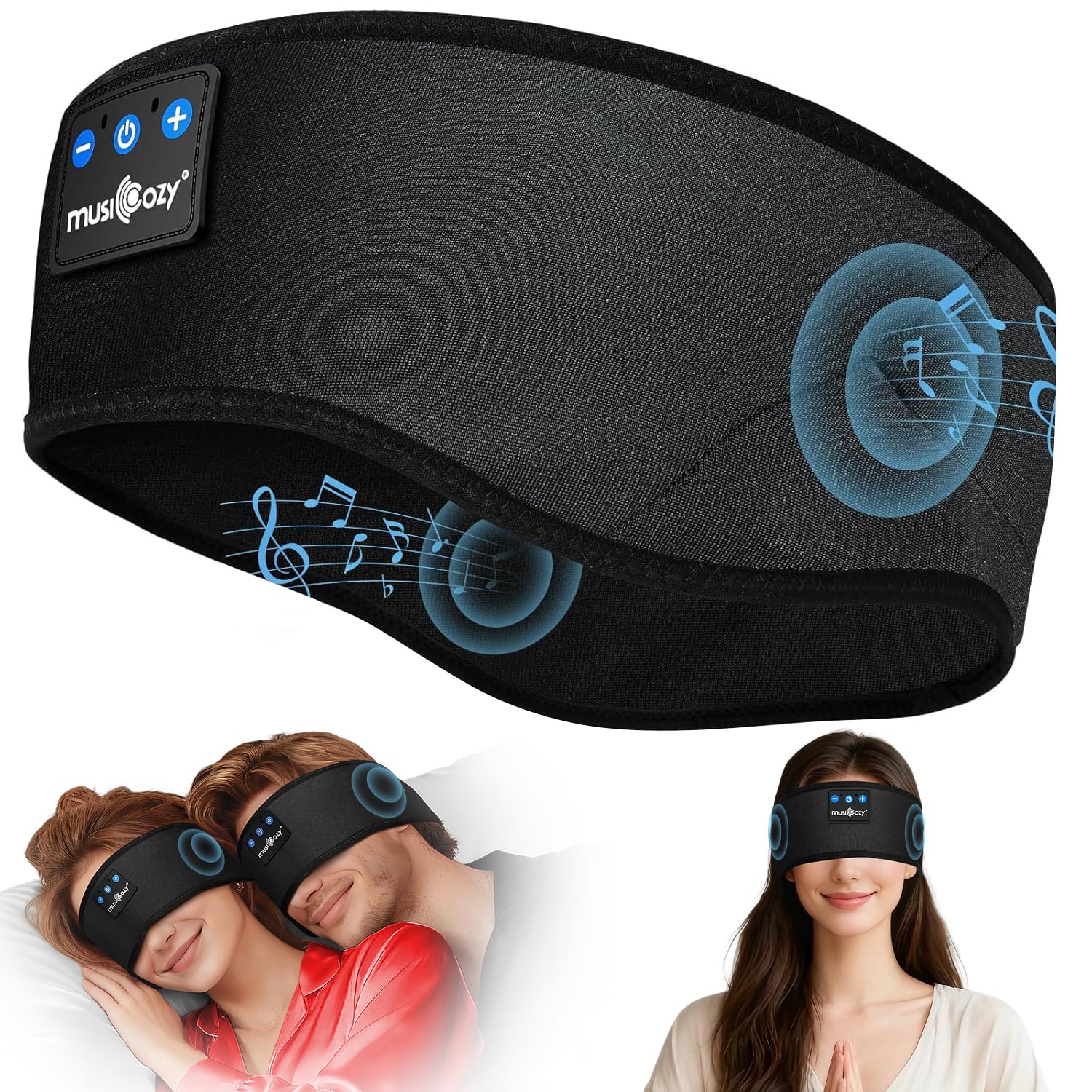 MUSICOZY Schlafkopfhörer Bluetooth 5.4, Bequem & Ultraleicht Stirnband kopfhörer zum Schlafen mit Hi-Fi Klang, 14h Laufzeit, Komfortable Schlaf Kopfhörer für Seitenschläfer, Reisen & Sport