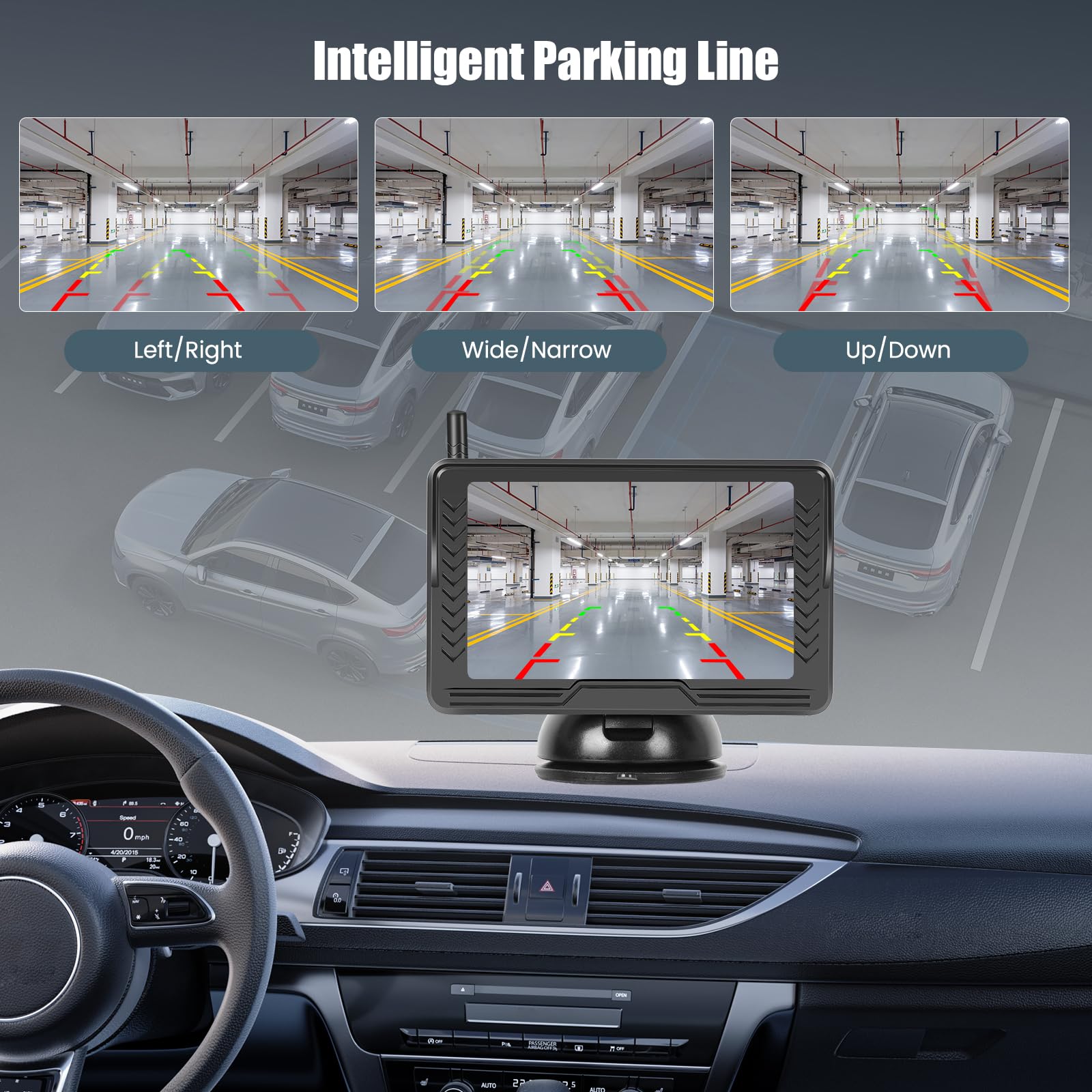 Kit Telecamera Retromarcia Wireless con Monitor LCD 5 Pollici AHD | Visione Notturna Superiore | Impermeabile IP69 | 12V per Auto, Camion, Furgoni e Rimorchi