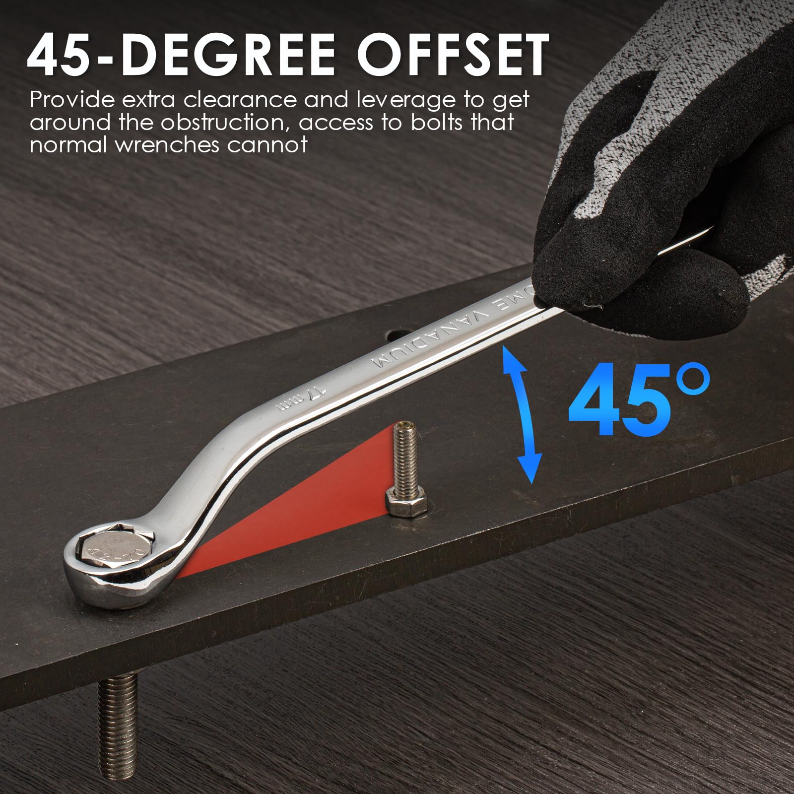 Amazon | YIYEIE 45度オフセットレンチセット メトリック 8-19mm