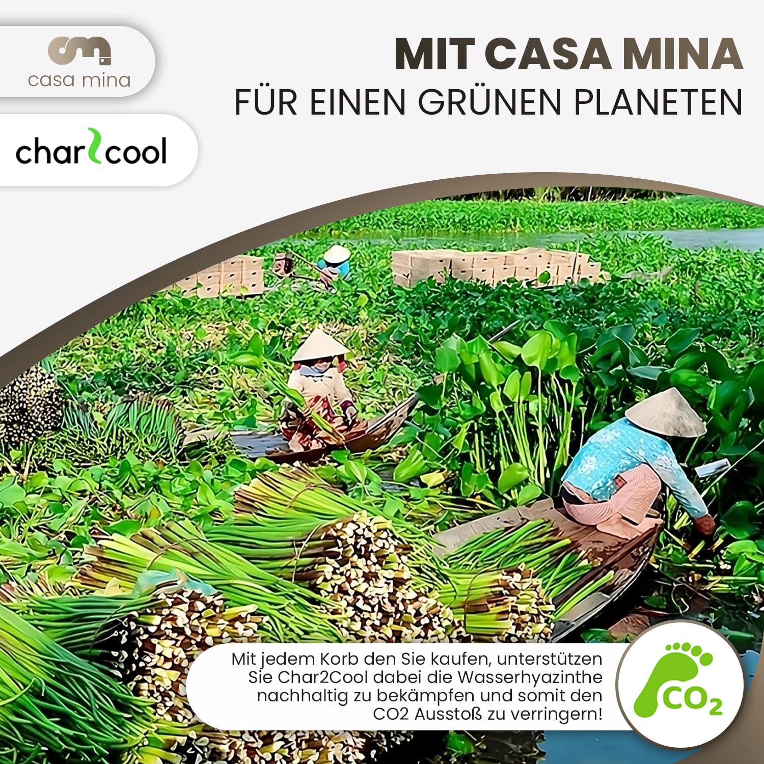 Casa Mina® Aufbewahrungskorb geflochten ideal für alle Regale I Nachhaltiger Seegras Korb geflochten aus Naturmaterial I Flechtkorb mit Griffen I Pflegeleichter, modern geflochtener Korb 31x31x31cm
