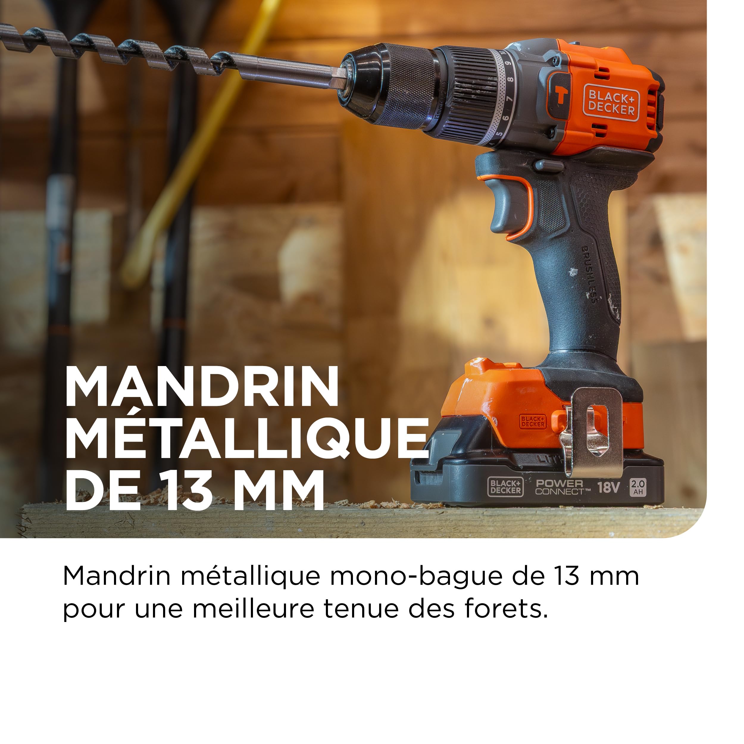 BLACK+DECKER Perceuse à percussion sans fil brushless 18V avec batterie 2,0Ah, chargeur, 50 accessoires et mallette de transport, BLD783D1KA-QW