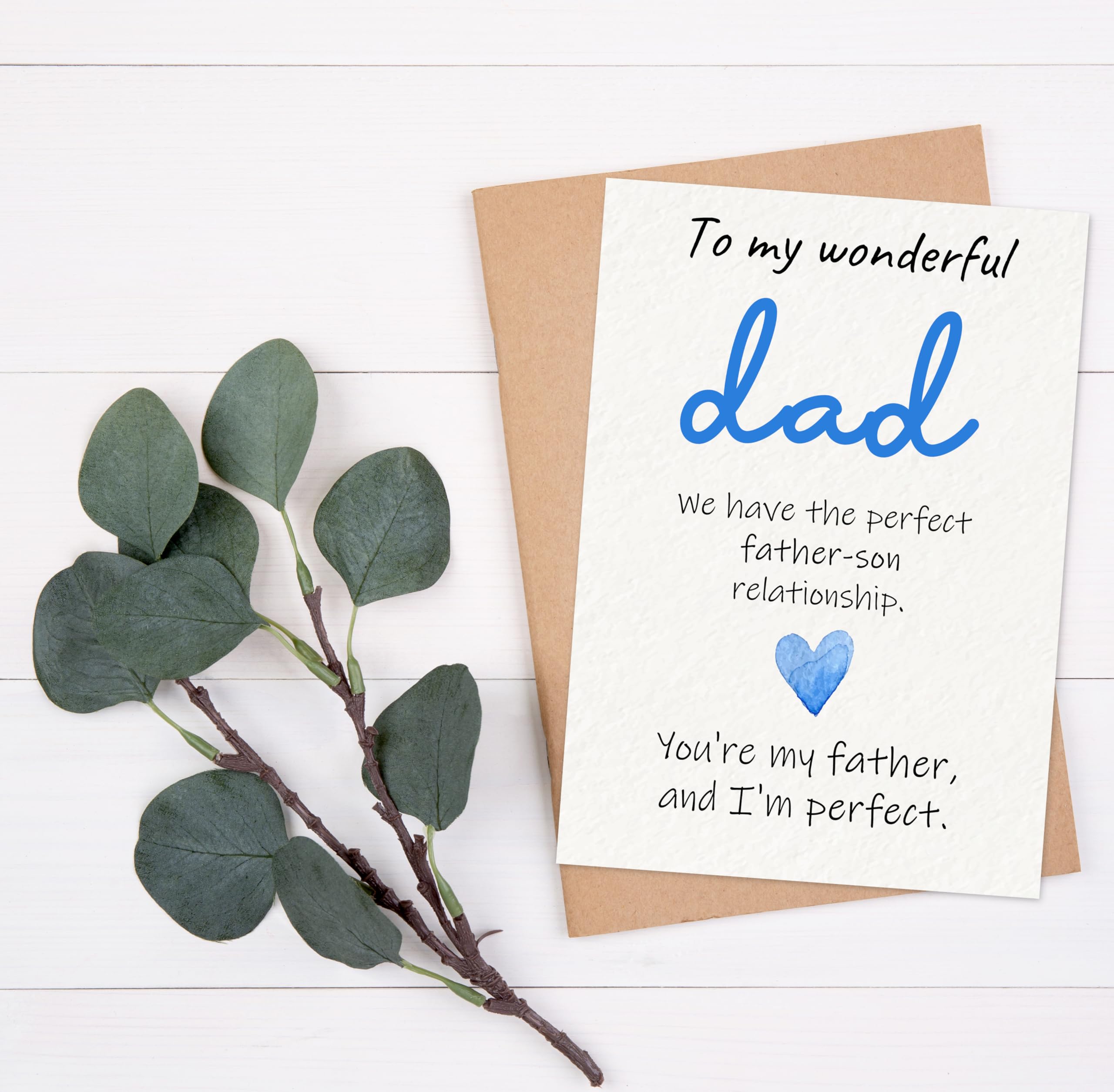 Vatertagskarte Von Sohn – 'To My Wonderful Dad', 12,7x17,8 Cm, Mit Umschlag, Innen Leer Zum Selbstgestalten