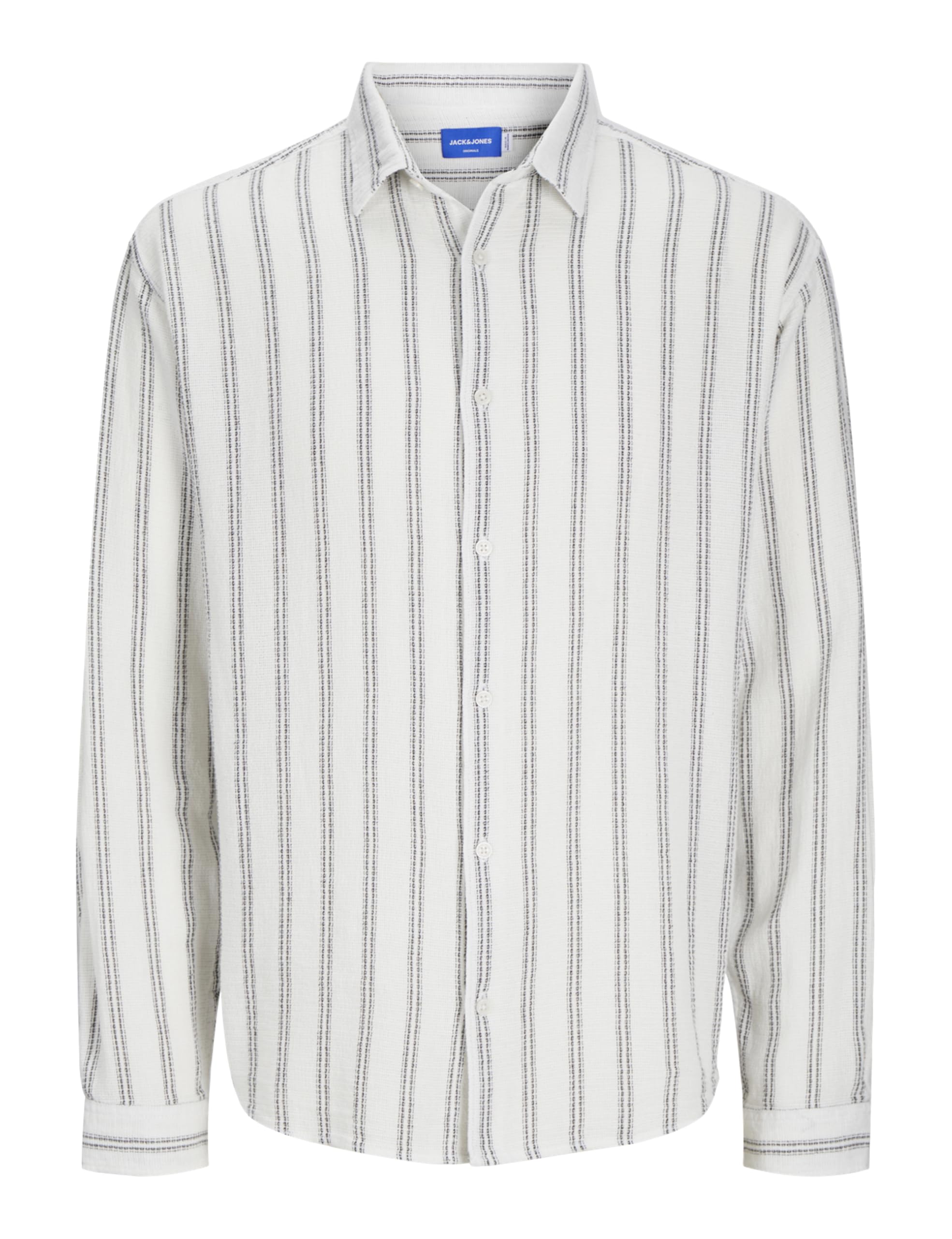 JACK & JONES Jorjoshua Loose Weave Shirt Ls, Cloud Dancer/Stripes: Stripes, S