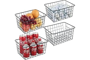 Wire Baskets for Kitchen (Set of 4) - Perfect Organization Solution