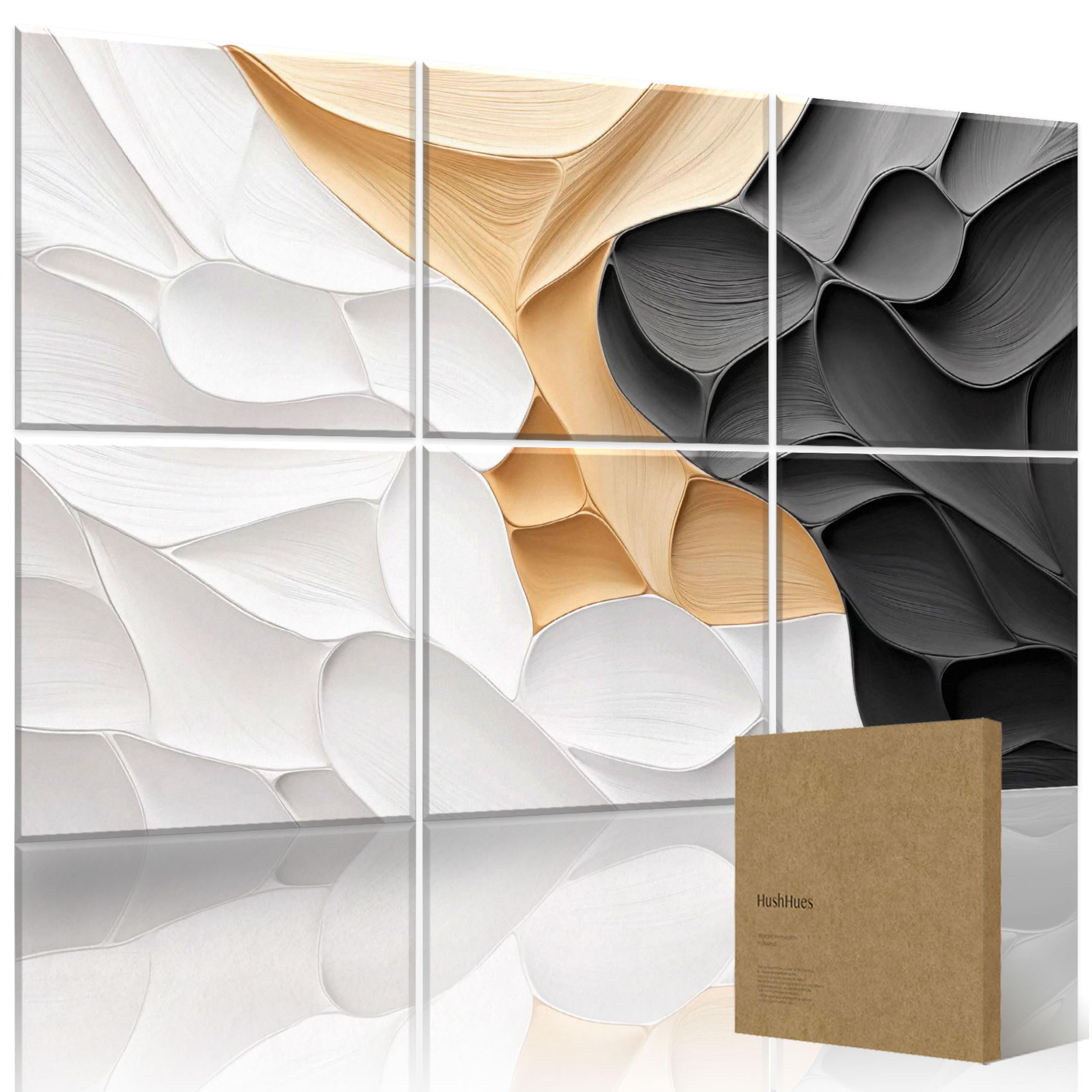 6-Pack Acoustic Wall Panels 72x48 Inches Decorative Sound Absorbing Panels- Stylish Sound Absorbing Panels for Recording Studios, Offices, Home, Easy Installation