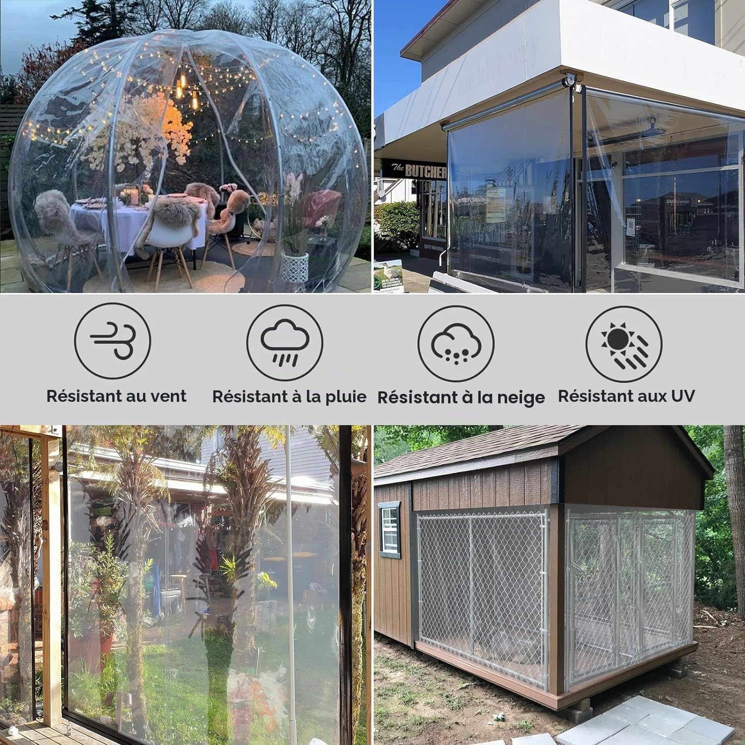Bâche Transparente avec Anneaux gravés, 2,5 x 3 m, imperméable, en PVC, pour extérieur, bâche de terrasse, bâche de Construction pour Meubles de Jardin, Plantes, Serre, nichoir pour Chien, Toit