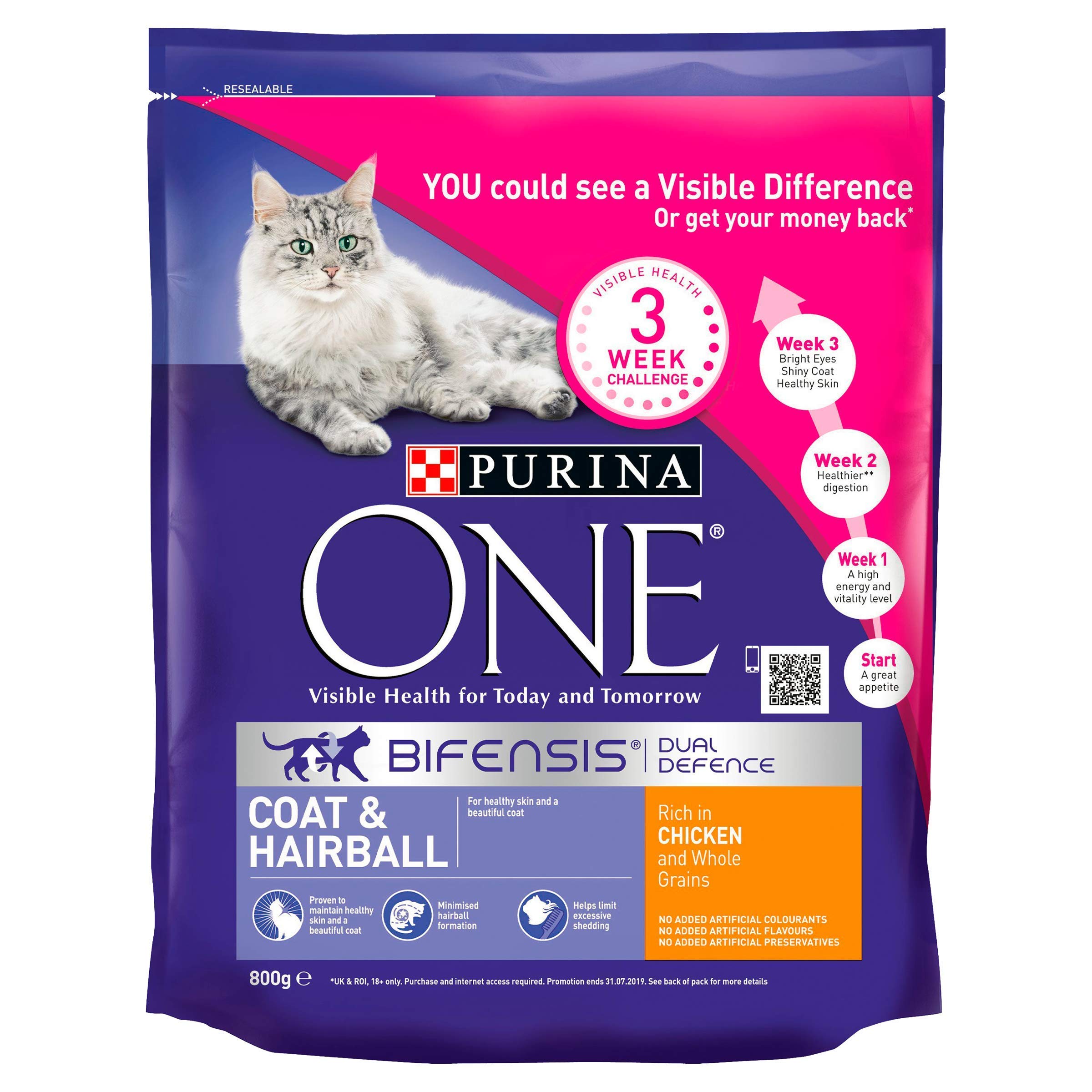 Hairball Dry Cat Food Chicken 800g (Pack of 4)