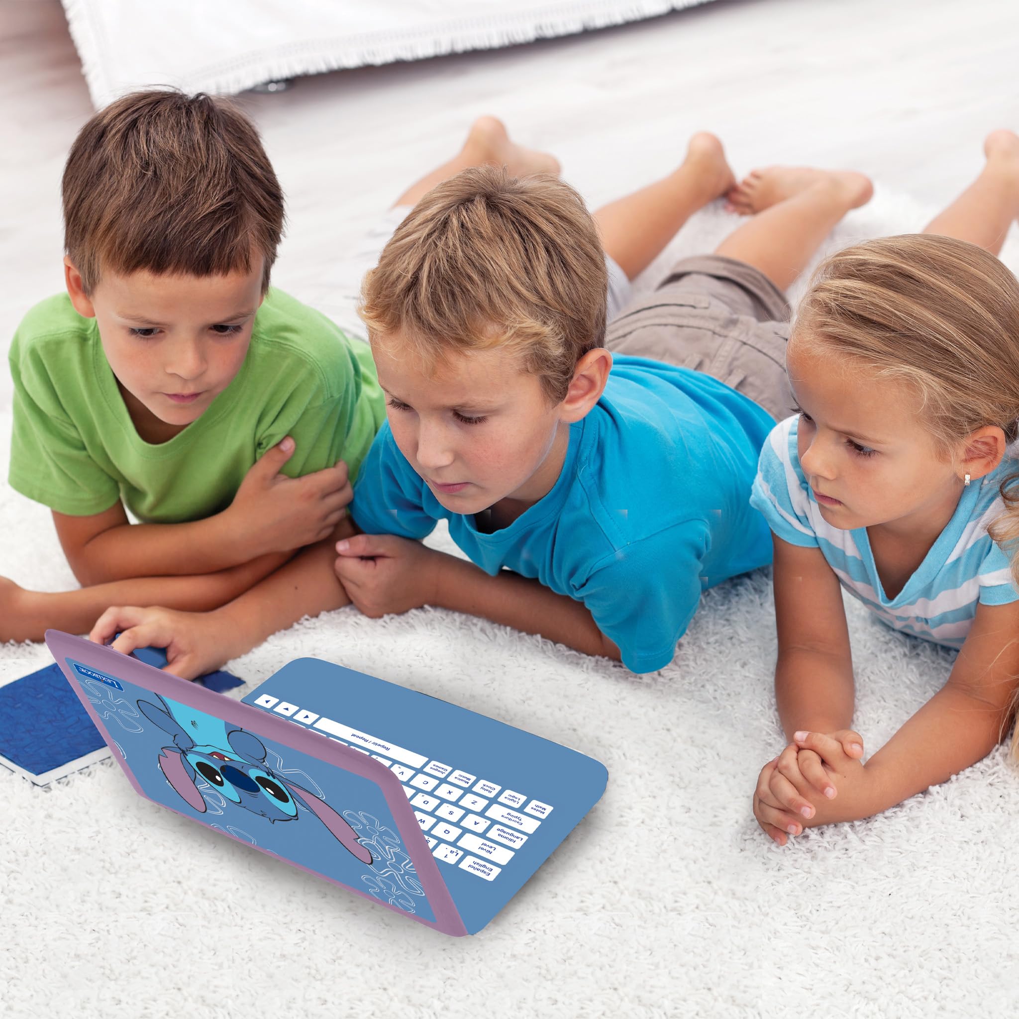 LEXIBOOK, Stitch, Portátil Educativo, JC599Di2LXB | Inglés/Español, 170 actividades, pantalla grande, juegos y música