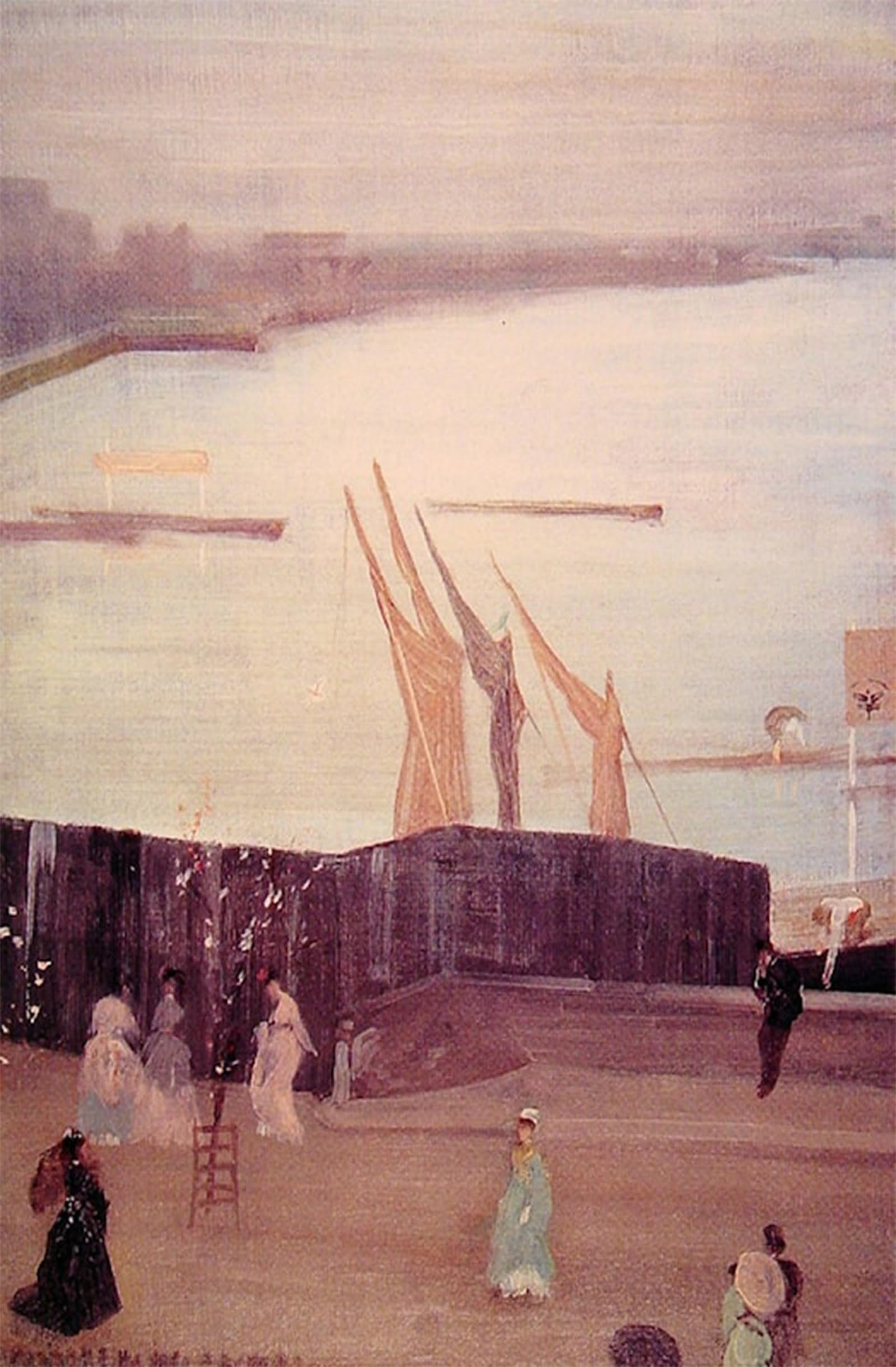 ARTXLXXBN Famous Prints Artwork Pictures Poster Painting Art Variations in Pink and Grey: Chelsea by Abbott Mcneill Whistler Artwork Landscape Pictures for Home Decor 60x90cm