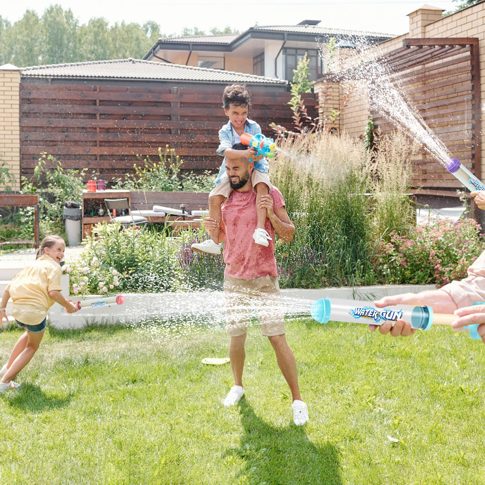 4 Pezzi Fuochi d'artificio Pistola ad Acqua - 27cm, Pistole ad Acqua Giocattolo per Bambini, Fuochi d'artificio Water Squirter per Ragazzi Ragazze, Feste, Spiaggia, Giocattolo Divertente per Piscina