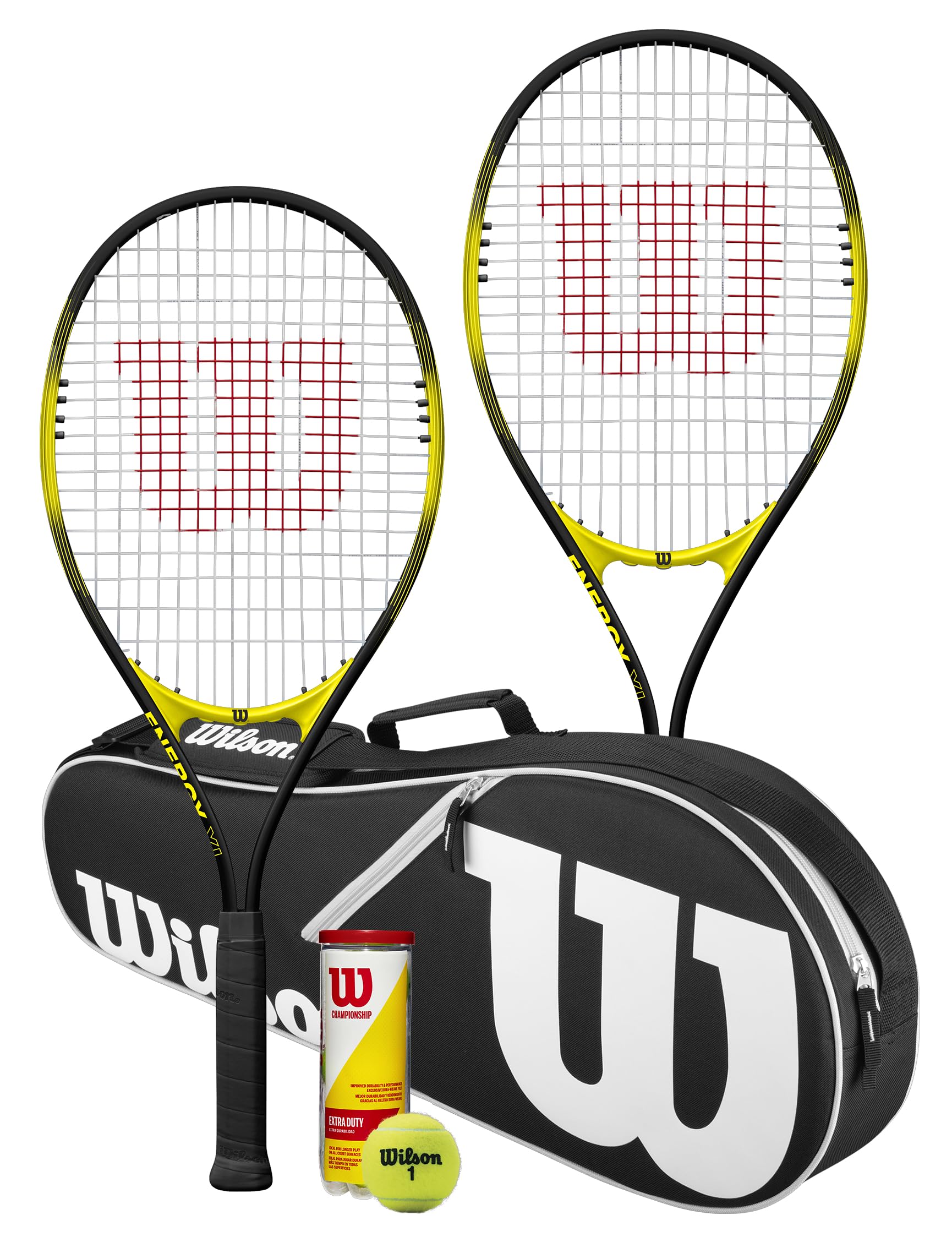 Wilson Energy XL Tennis Racket Set with 2 Rackets, Advantage Bag and Championship Balls