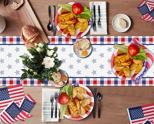Miniatura 5 de Camino de mesa del 4 de julio, Día de la Independencia, linda vaca, floral, rojo y azul, decoración para mesa de cocina, cenas familiares, fiestas