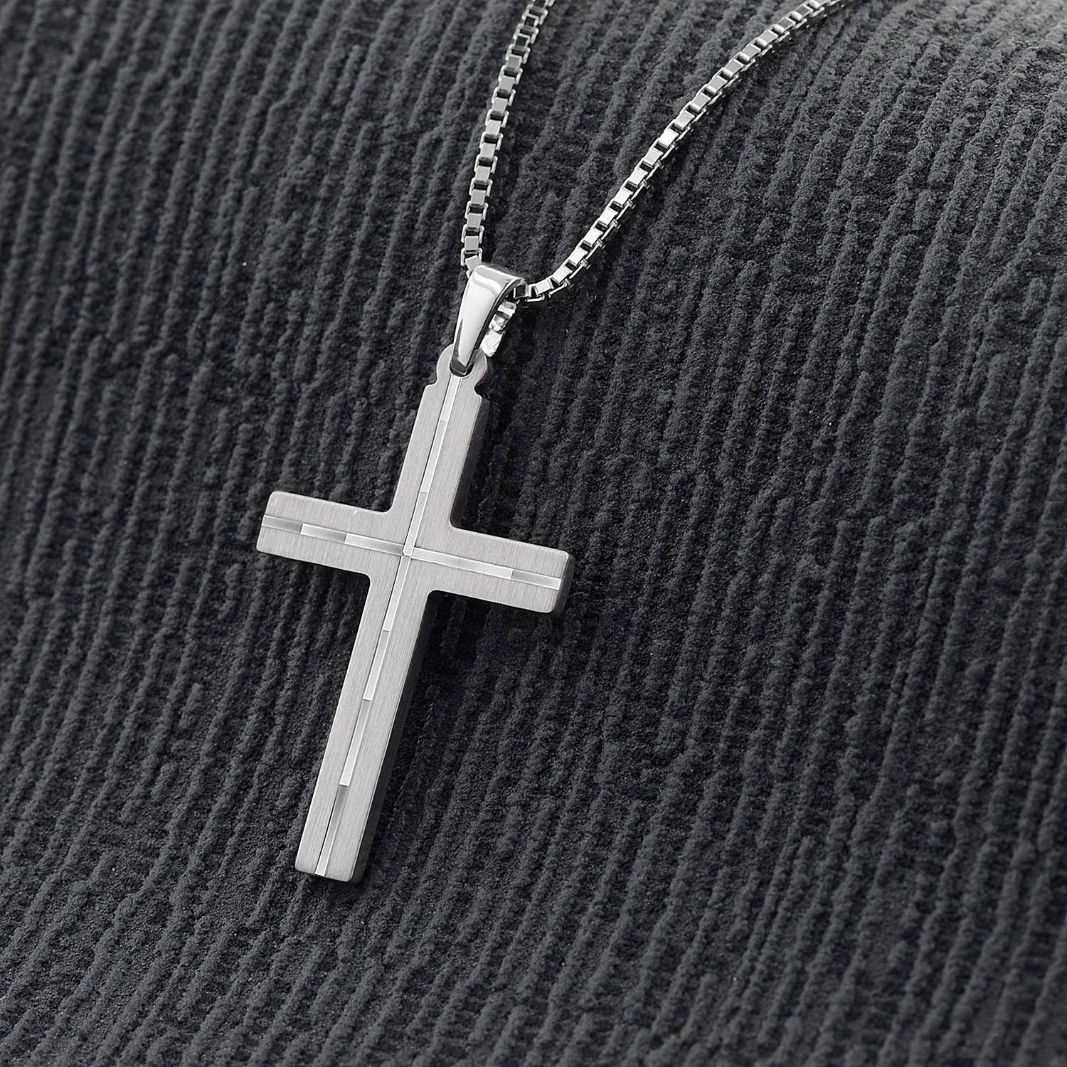trendor Herren-Halskette mit Kreuz-Anhänger 925 Silber 63836