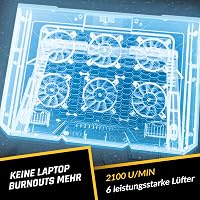 KLIM Glacier Laptop Hűtő - 6 Ventilátoros RGB Háttérvilágítással - 11-17 Colos Laptopokhoz - Stabil és Csendes Gamer Hűtőpad - USB Tápellátá 3