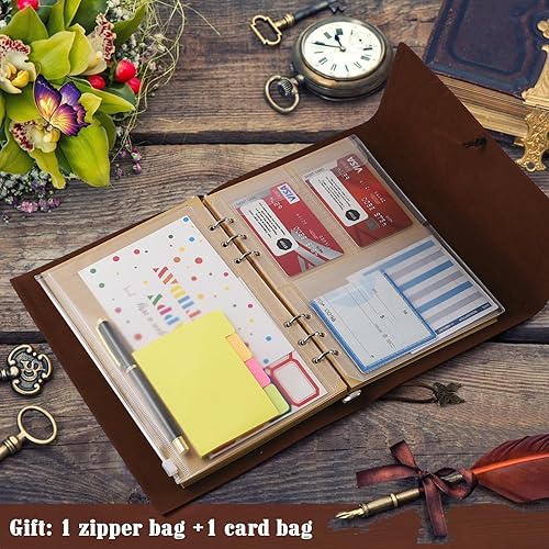 Miniatura 4 de Paquete de 6 cuadernos de cuero, diario de viaje a granel, diarios vintage recargables para escribir, regalos de diario para mujeres, hombres,