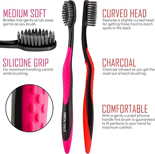 Miniatura 2 de Dental Check - Paquete de 6 cepillos de dientes solución natural de blanqueamiento dental cerdas ultrasuaves para el cuidado dental cerdas en ángulo