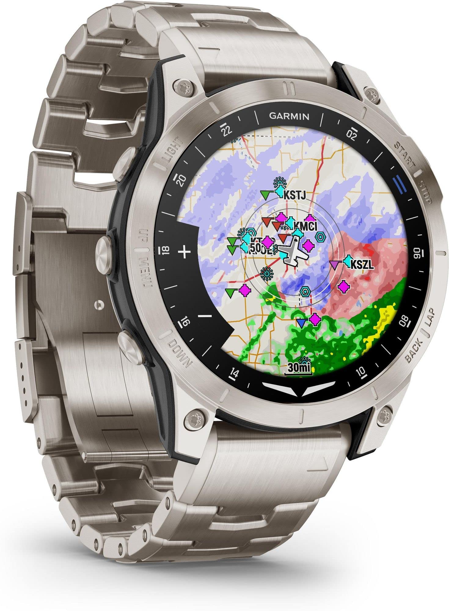 Garmin D2 Mach 1 Aviator Smartwatch with Vented Titanium Bracelet Bracciale Titanio E Silicone