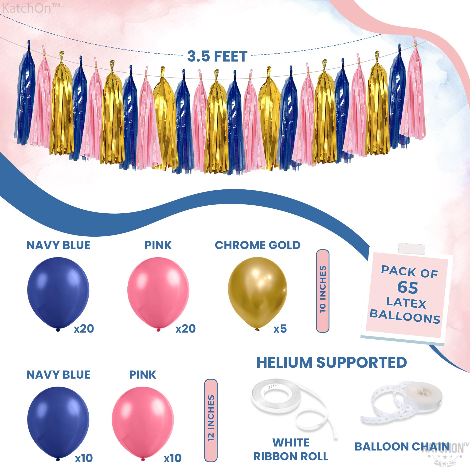 Gender Reveal Balloon Arch Kit With Pink & Blue Balloons 134pcs For Shower Or Birthday Party.