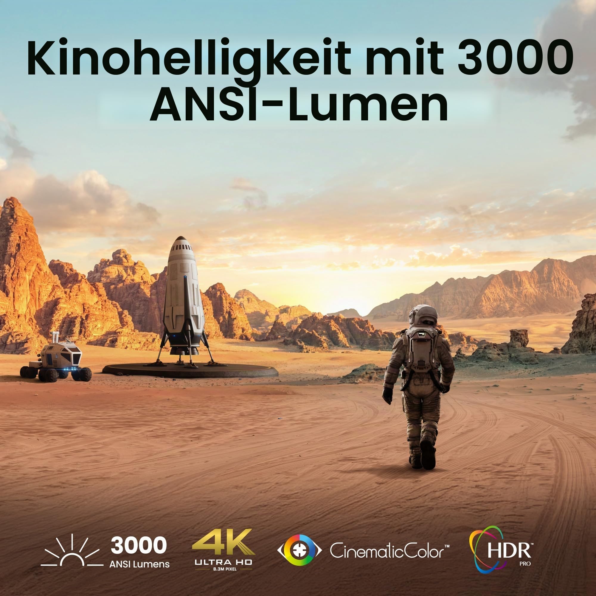 BenQ TK705STi 4K HDR Kurzdistanz Beamer, 3000 ANSI-Lumen, Google TV, Netflix, geringer Input-Lag, automatische Bildanpassung, Bluetooth, HDMI 2.1, MEMC, HDR 10+, leiser Beamer, Grau