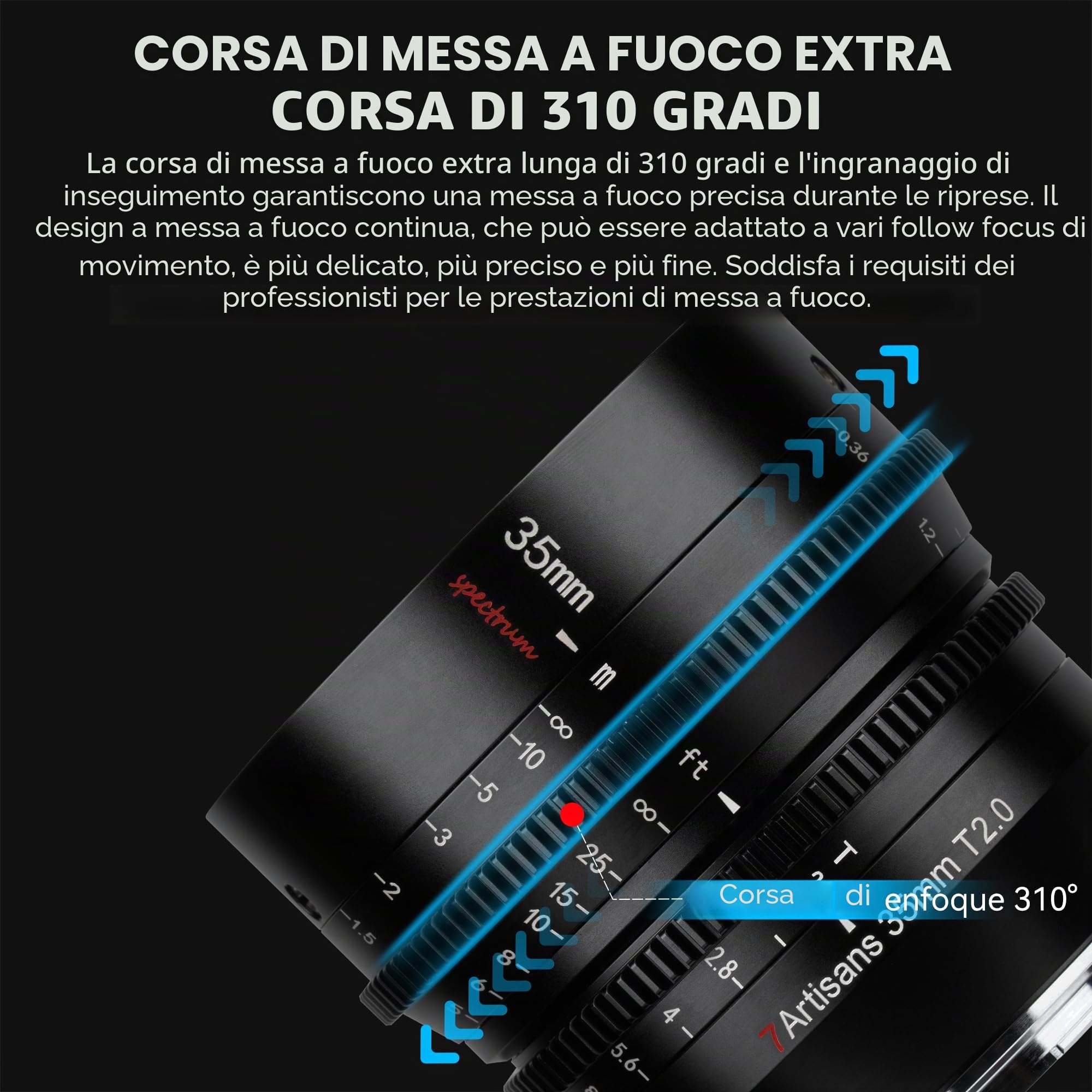 7artisans Obiettivo Cine Full Frame T2.0 da 35 mm con ampia apertura, compatibile con montaggio Canon R, messa a fuoco manuale, lente per cinema a bassa distorsione, fotocamere mirrorless per Canon R