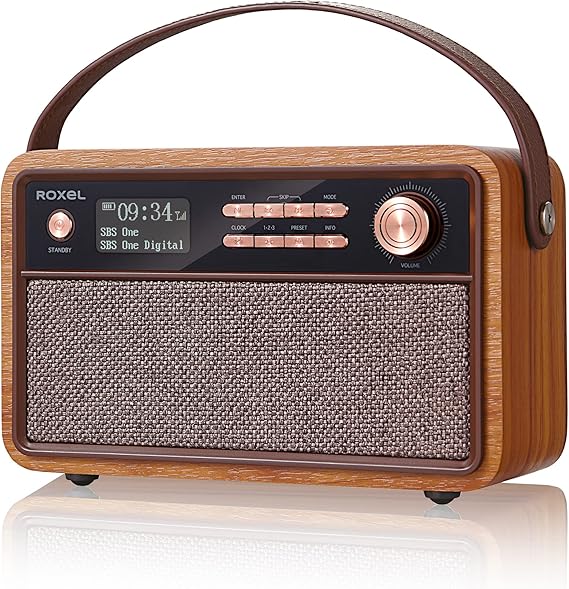 ROXEL RETRO D1 Vintage DAB/FM Radio Bluetooth Speaker Bedside Alarm