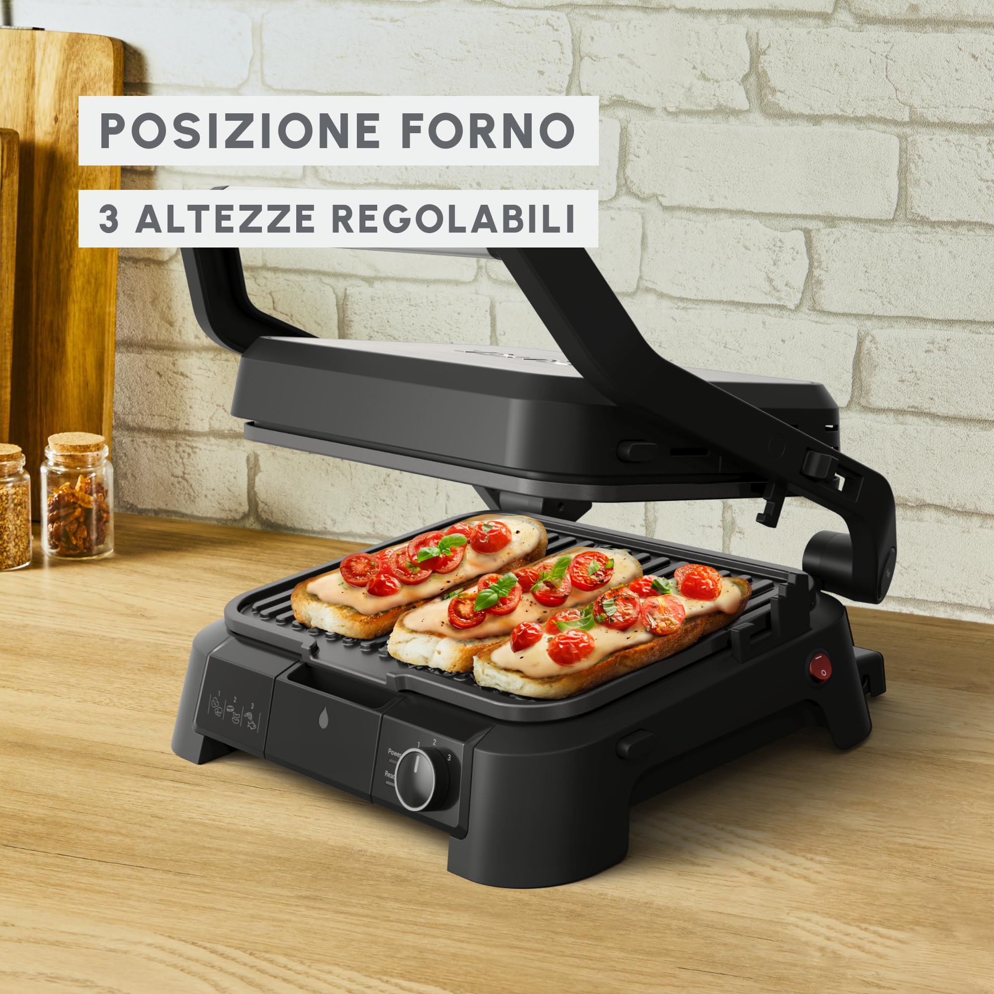 Moulinex SuperGrill 3 in 1, Modalità Griglia a Contatto, Barbecue e Modalità Forno, con Termostato Regolabile, Facile da Pulire, Design Salvaspazio, Riscaldamento Rapido, GI510D