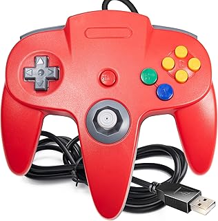 [USB Version] USB N64 Controller, SAFFUN Wired PC Gamepad [3D Analog Stick] for Windows PC iOS MAC Linux Raspberry Pi Genesis Higan Project 64 Retropie OpenEmu Emulator (Plug & Play) (Red)