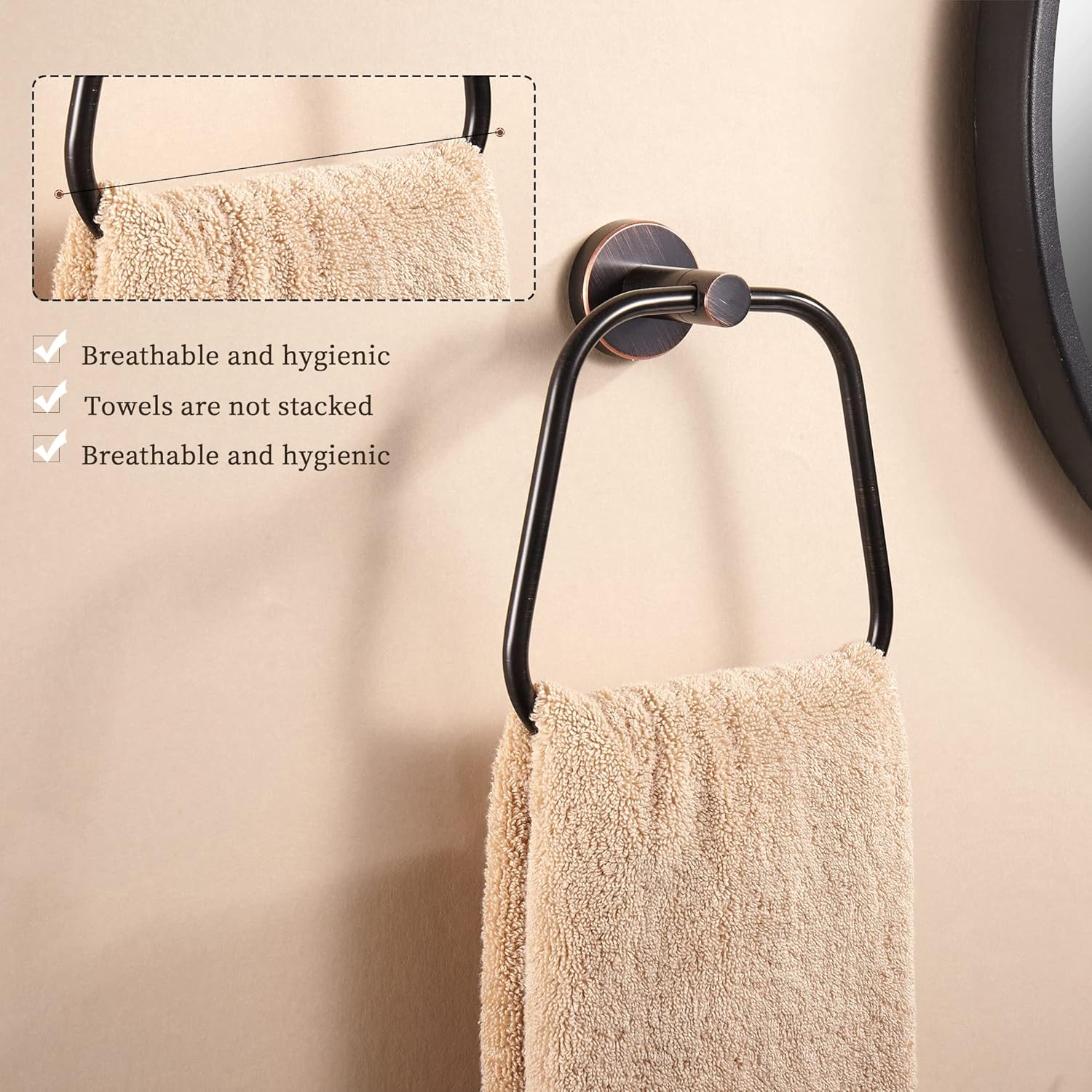 Bronze Toilet Paper Holder Hand Towel Holder, Bath Towel Ring Toilet Paper Roll Holder Oil Rubbed Set, Rustic Toilet Tissue Holder Towel Hanger Bathroom Hardware Farmhouse Wall Mounted 2 Pieces