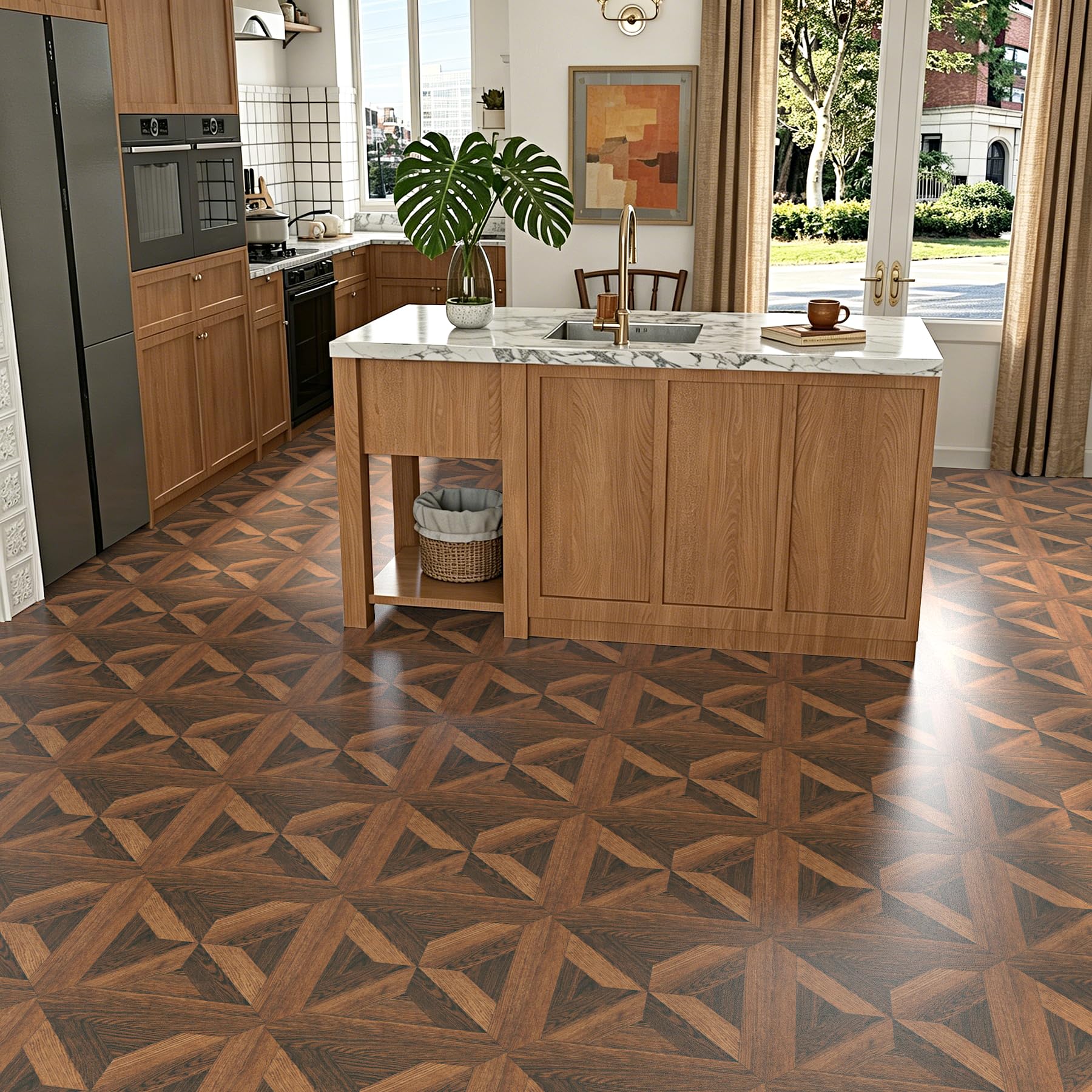 LaCheery Vinylboden Selbstklebend Holzoptik Rolle Dunkelbraun Meterware