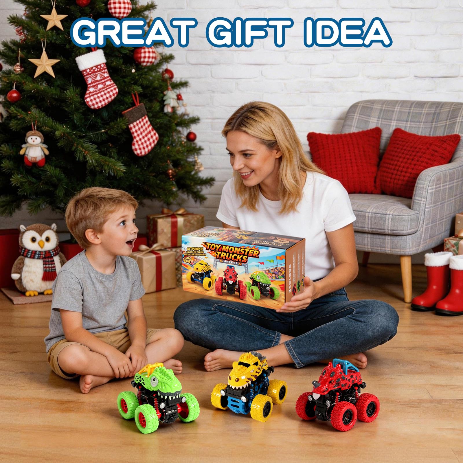 Dinosaur Monster Trucks - 3 Pack for Kids -7