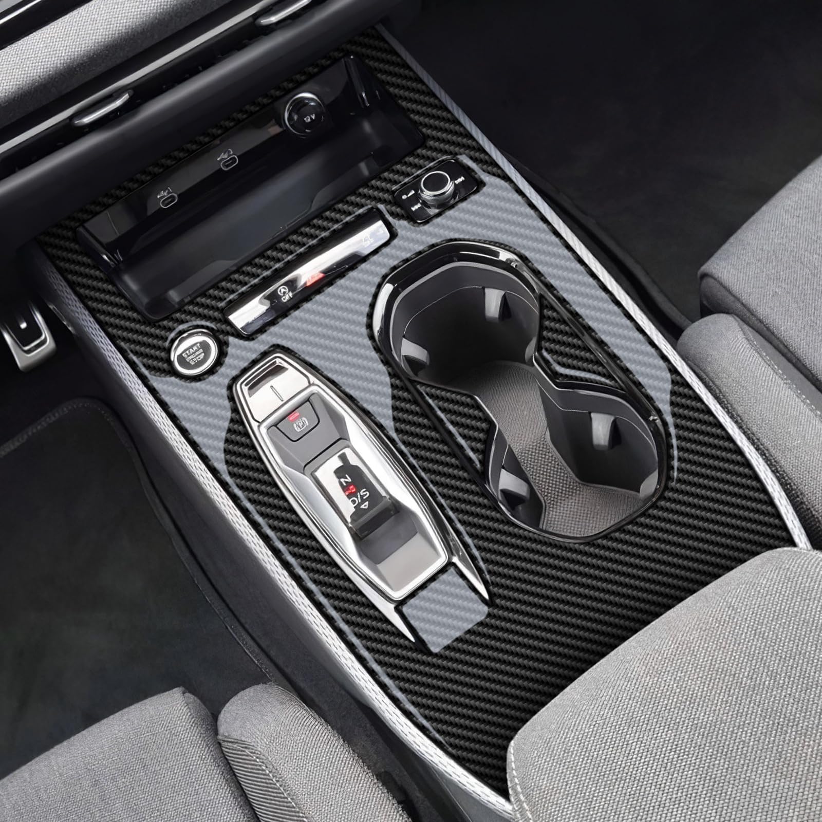 KUNGKIC Für Audi A5 S5 B10 A6 e-tron 2025 2026 Kohlefaser Auto Schalttafel Abdeckung Getrieberahmen Gangschaltung Paneel Innenraum Dekorative Zubehör,Automatikgetriebe
