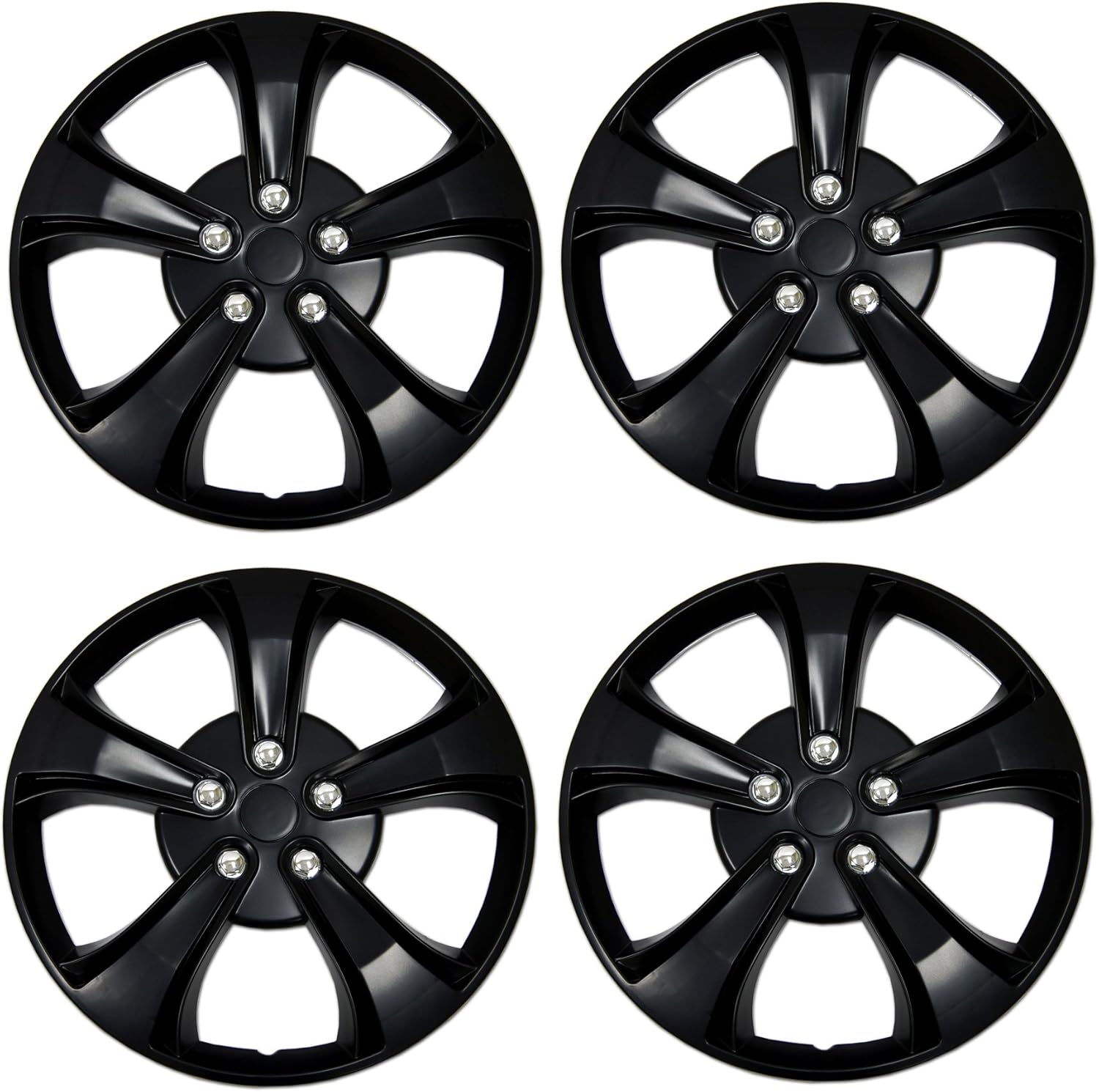 TuningPros WSC3-616B15 4pcs Set Snap-On Type (Pop-On) 15-Inches Matte Black Hubcaps Wheel Cover 15-Inches | Style 616