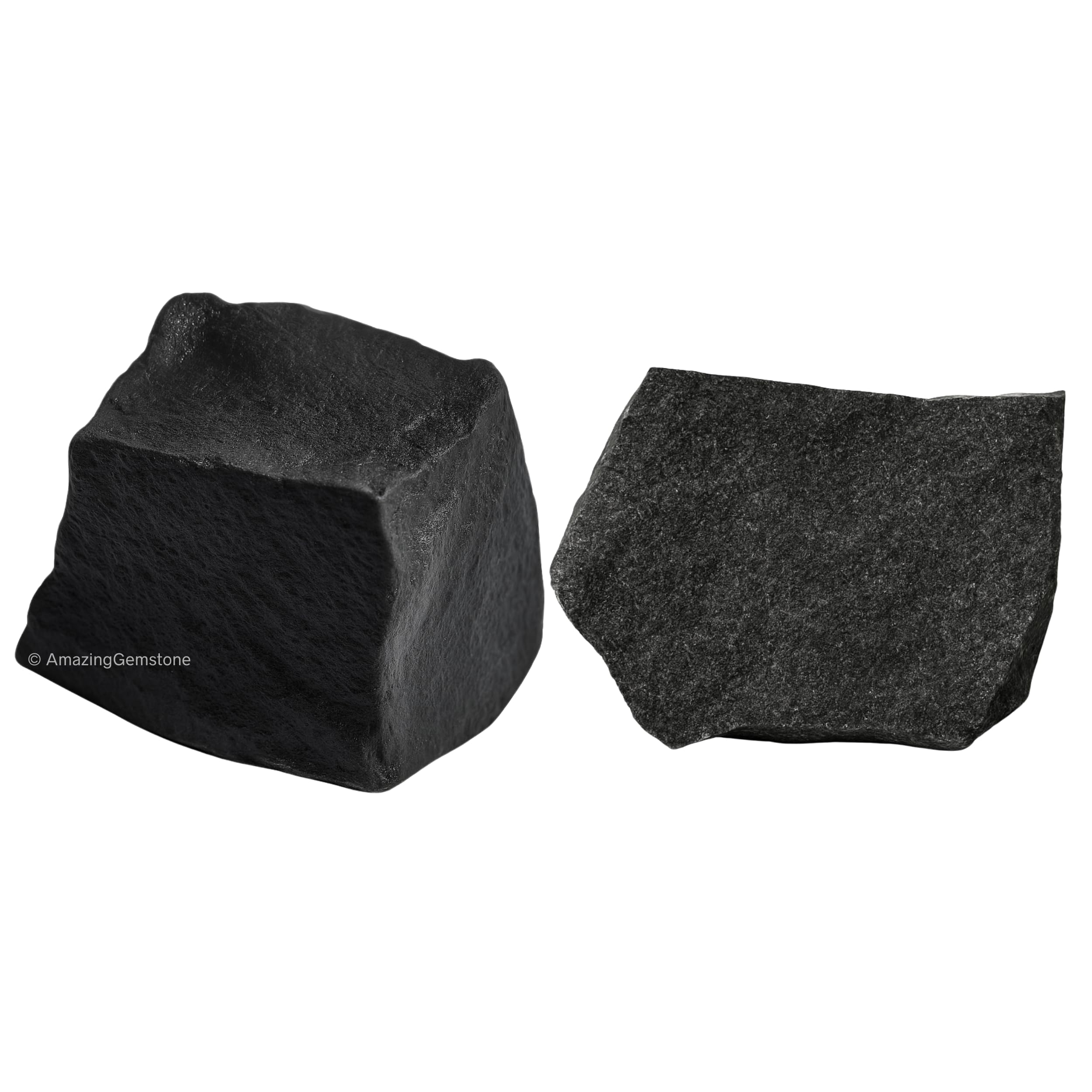 Black Agate Crystals and Healing Stones, 2 Piece Raw | Certified Healing Crystal Rough Rocks For Tumbling and DIY Projects Gifts - Positive Energy, Chakra Healing, Meditation