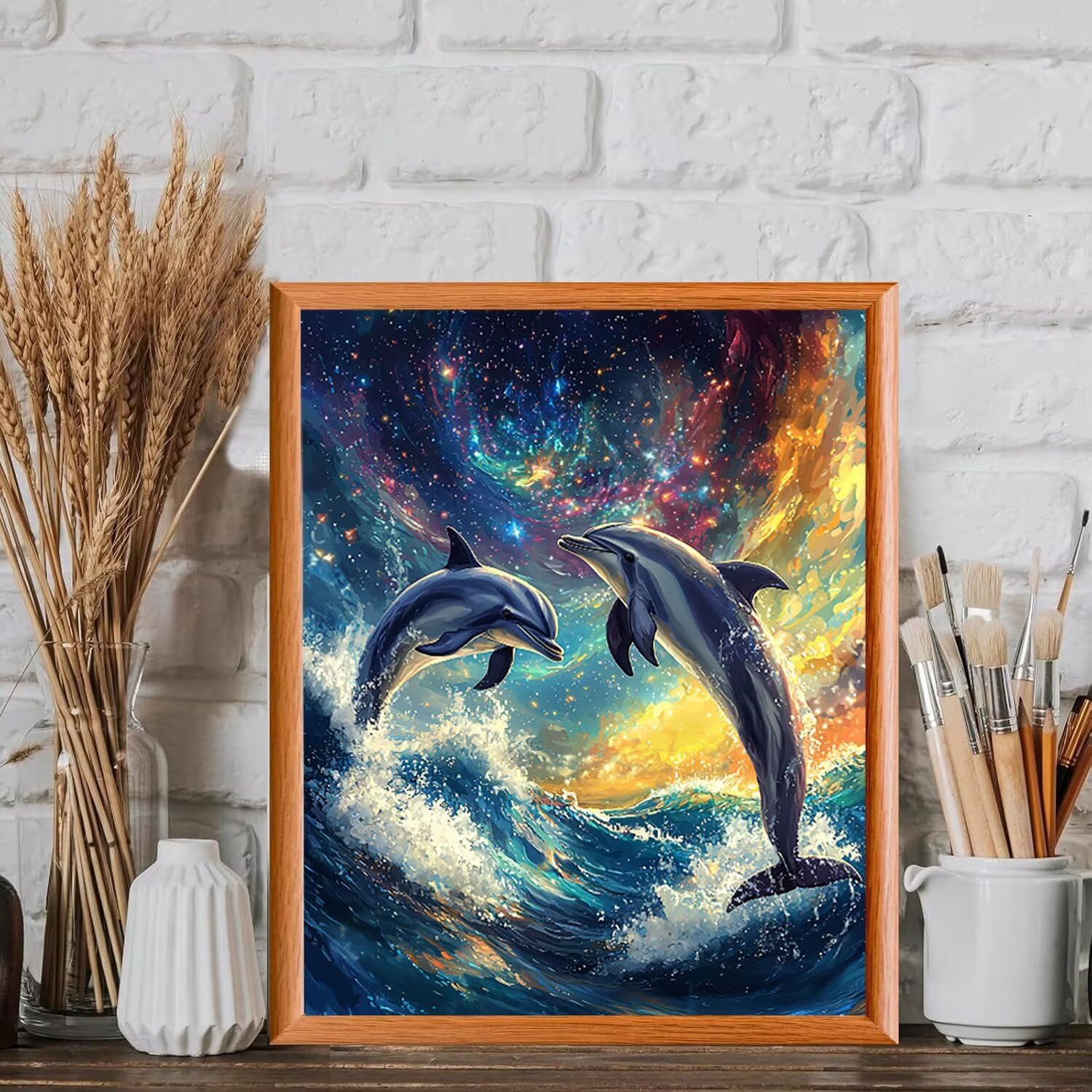 Delfino sotto il cielo stellato Dipingere con i Numeri, 70x90cm a-1010