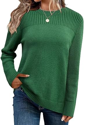 FEKOAFE Womens Sweaters 2025 Fall Winter Long Sleeve Sweater Lightweight Tops Trendy Pullovers