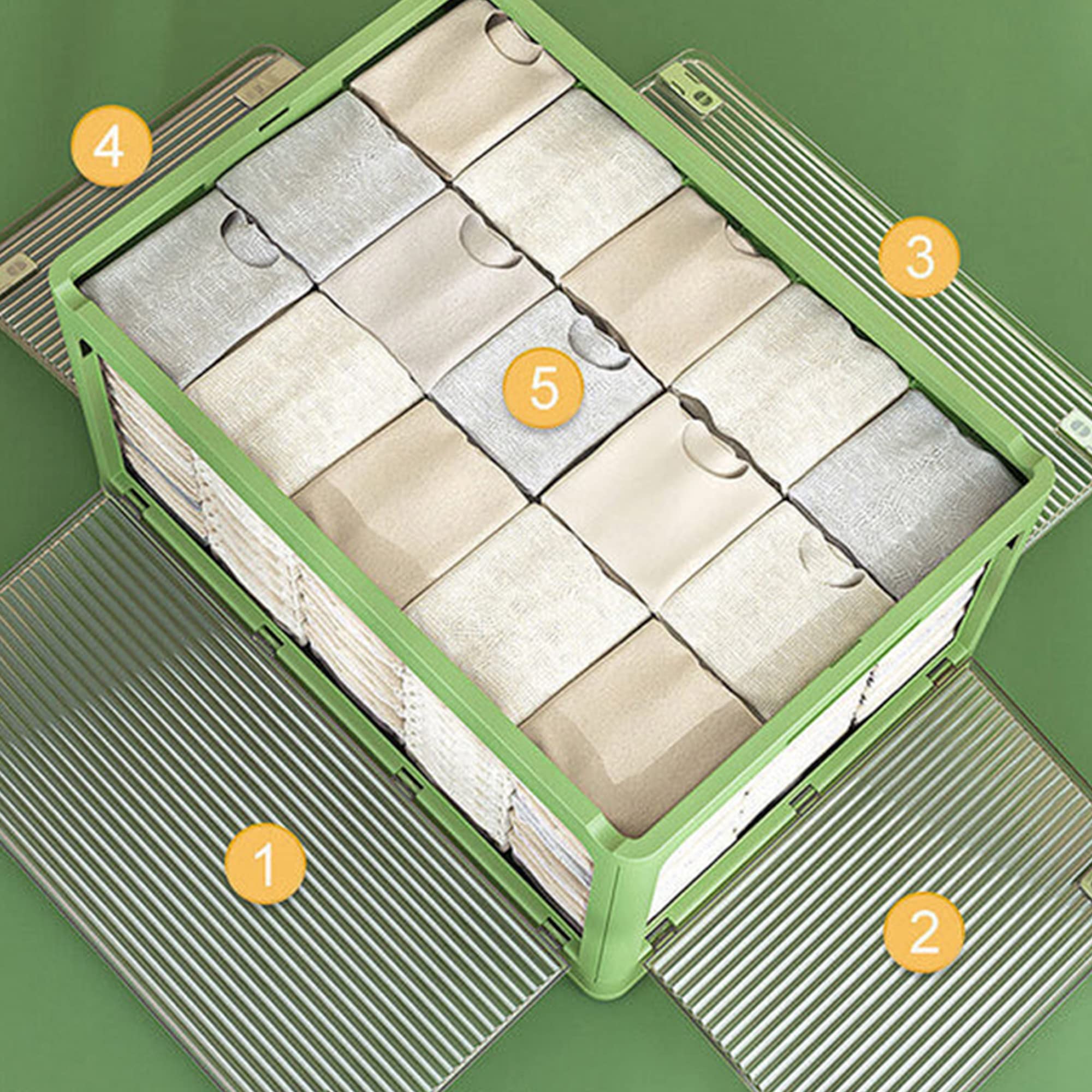 JOYBOS, 2er Set Aufbewahrungsbox für Kleidung, 80 l (40 x 2), faltbar, aus Kunststoff