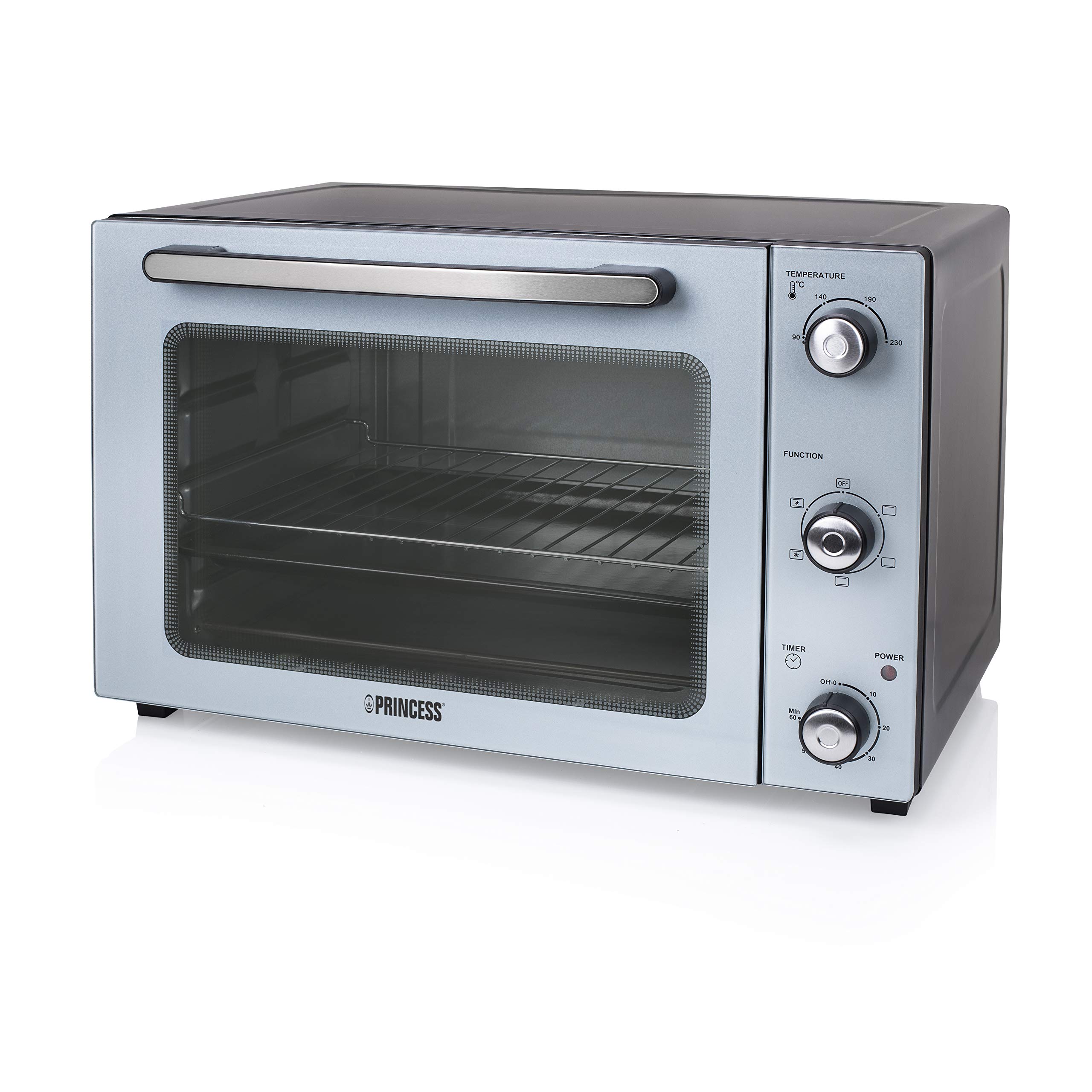 Princess 112754 Horno de Convección, 45 litros, funciones de convección, descongelación y asado, asador incluido, temporizador de 60 min, bandeja para migas extraíble, 90-230 ⁰C, 1800 W