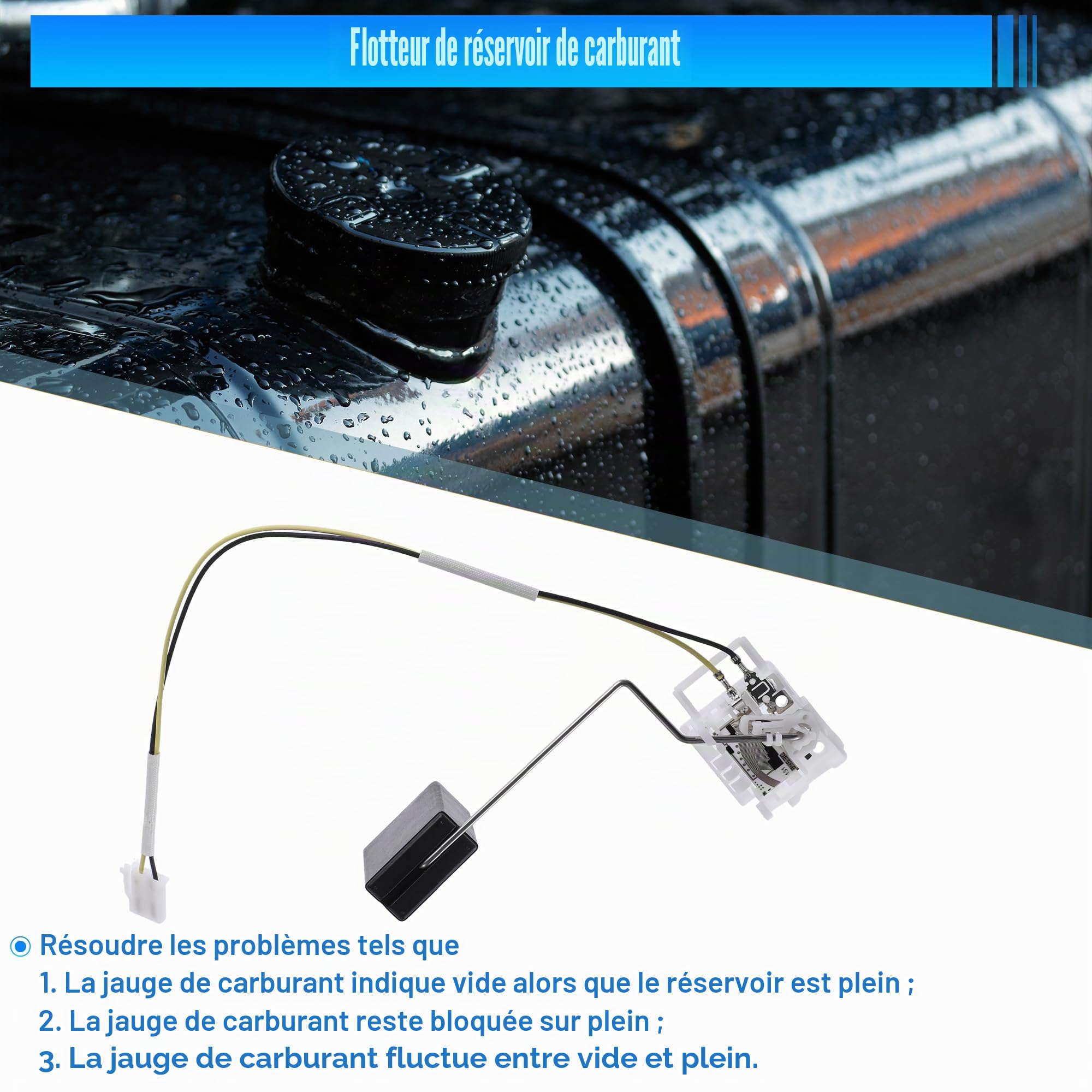 QUARKZMAN Jauge Flotteur Réservoir Carburant Pour Honda Civic 2006-2011 | Plastique Et Métal, Noir, Blanc, Argent, 18x13.5x6cm, Mesure Niveau Carburant, Indication Claire, Non OEM