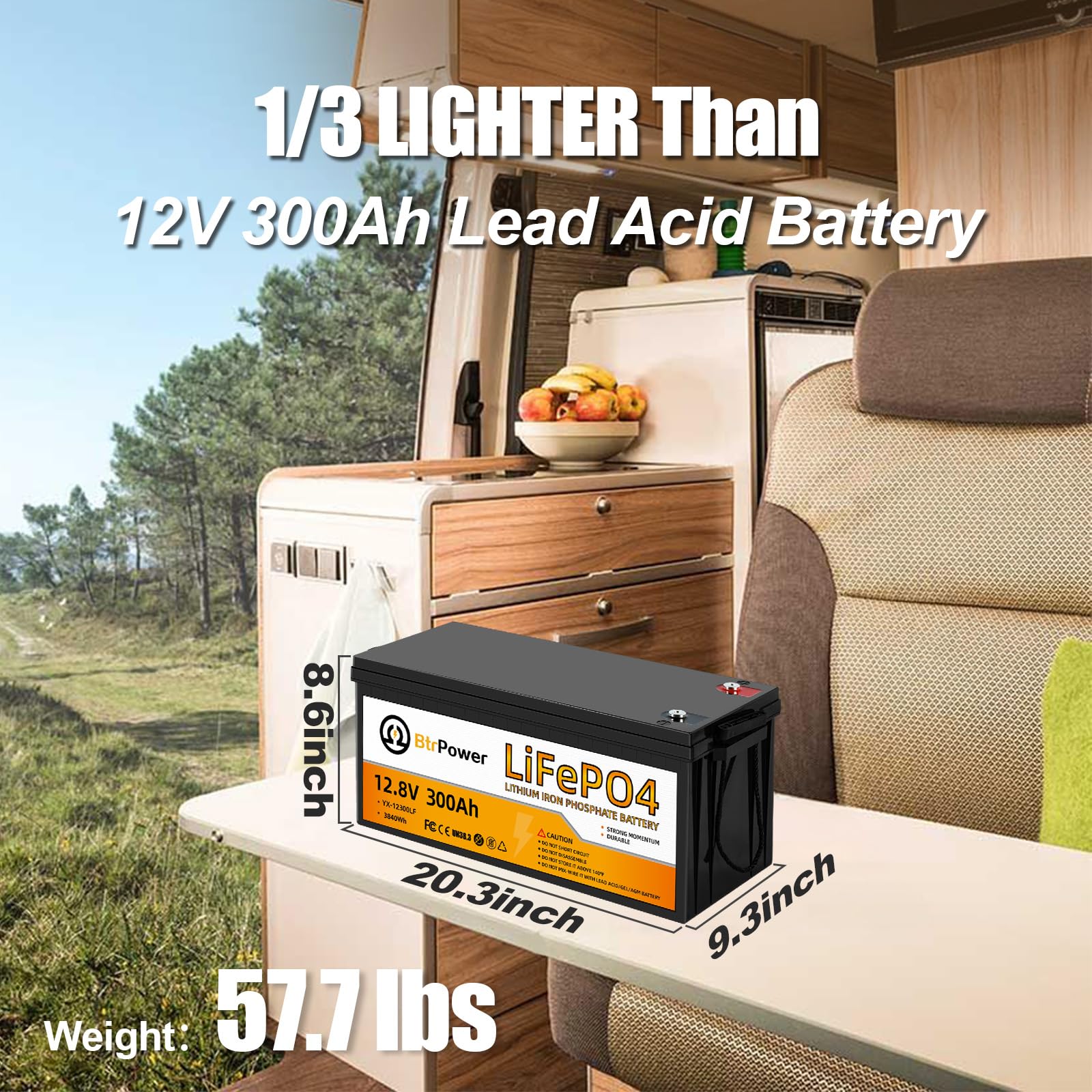 12V 300Ah Lithium LiFePO4 Battery, 8000+ Deep Cycles Lithium Batteries with 200A BMS, Max 3840Wh Energy, Perfect for Backup Power,Home Storage Energy,Solar System and Off-Grid Applications