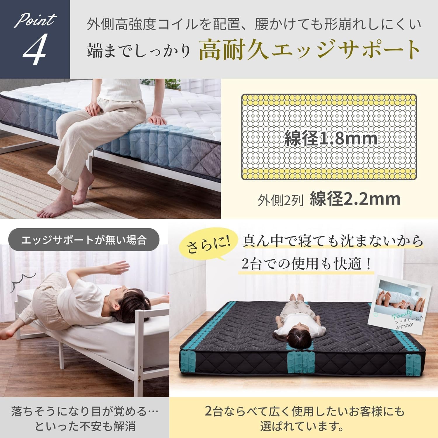 Amazon｜GOKUMIN マットレス ポケットコイル セミダブル ホワイト 極厚 