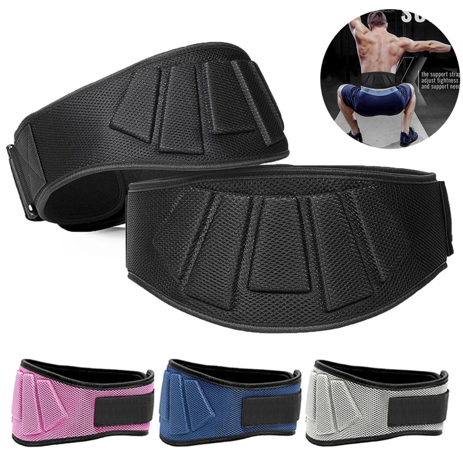 Cinturon Lumbar Gimnasio Deportes Fitness Levantamiento de pesas Cinturones Entrenamiento en el gimnasio Soporte lumbar for la espalda Levantamiento de pesas Entrenamiento de fuerza Sentadillas Levant