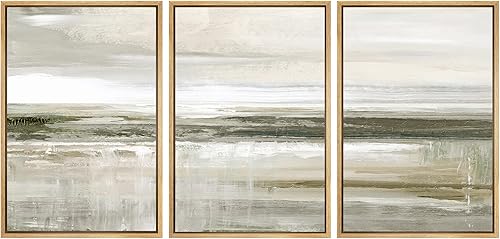 SIGNWIN Lienzo enmarcado para pared, juego de arte de campo de campo marrón pastel, paisaje, naturaleza, desierto, ilustraciones modernas, arte