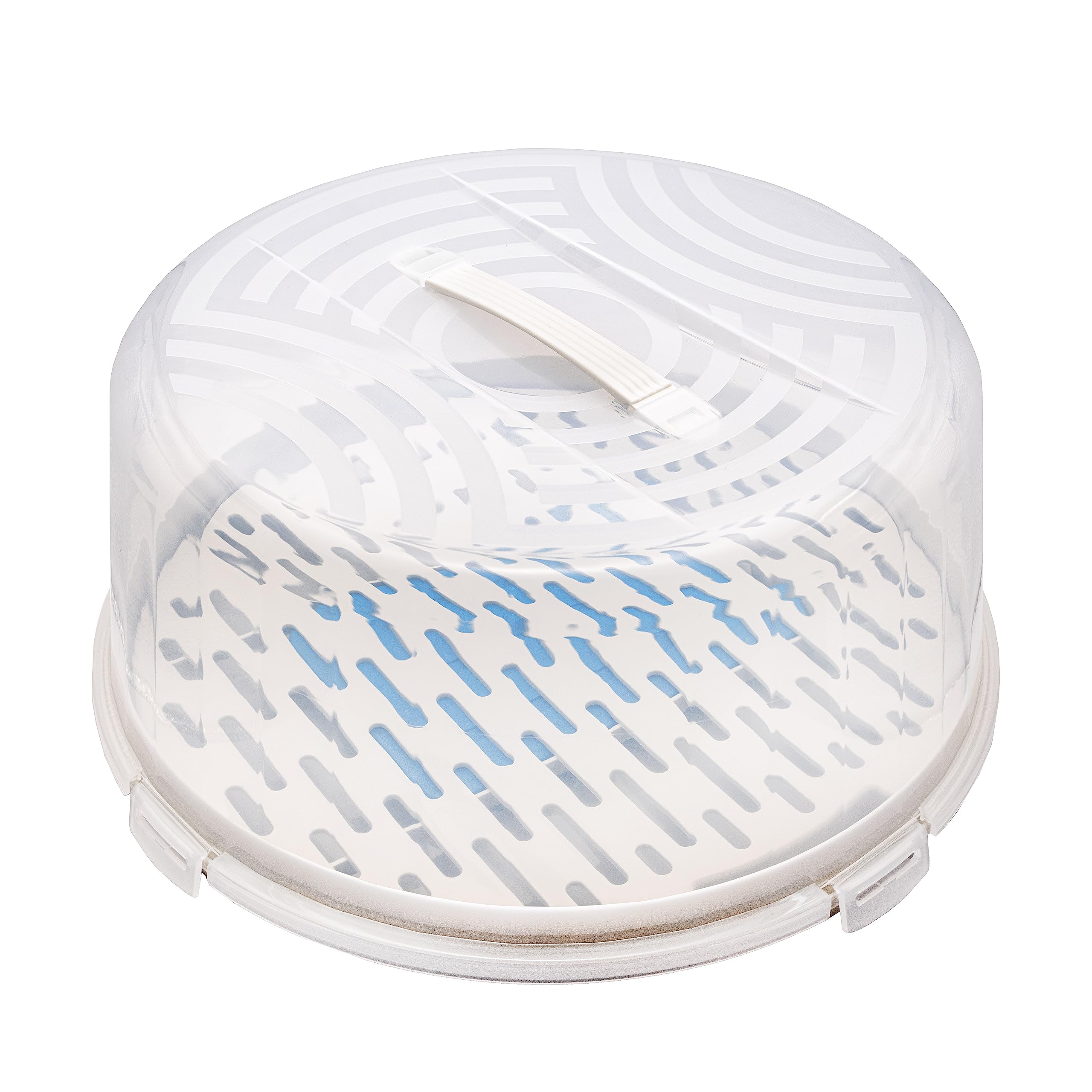 BranQ Home essential Contenitore rotondo per torta con copertura alta, pratica maniglia e inserto refrigerante, plastica (PP) senza BPA, crema/trasparente, 334 x 156 mm