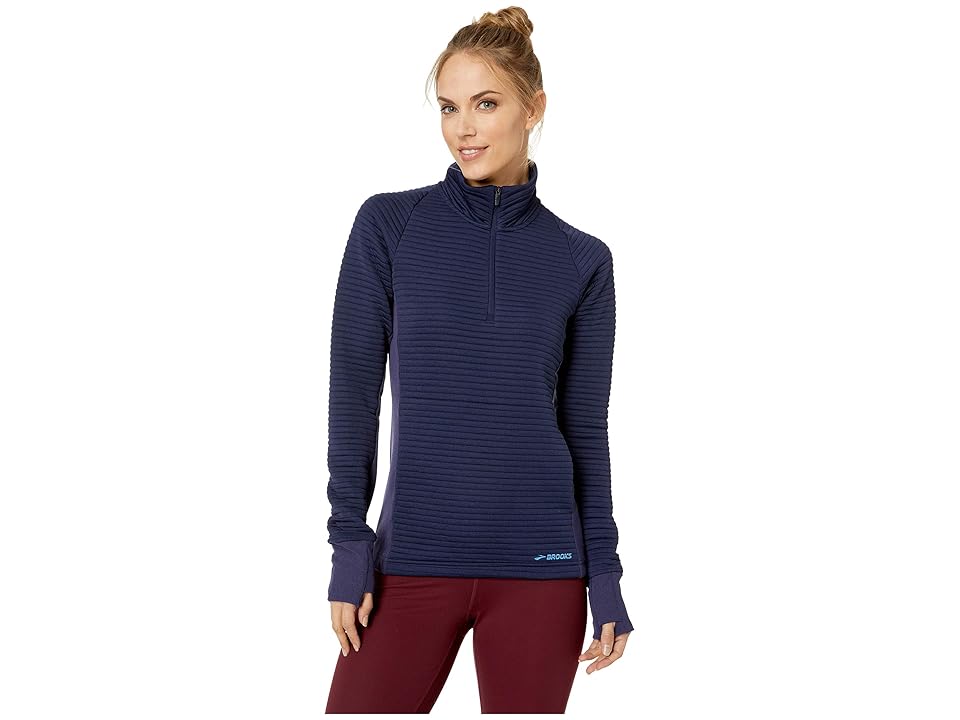 

Brooks Fly-By 1/2 Zip (Navy) Women's Long Sleeve Pullover