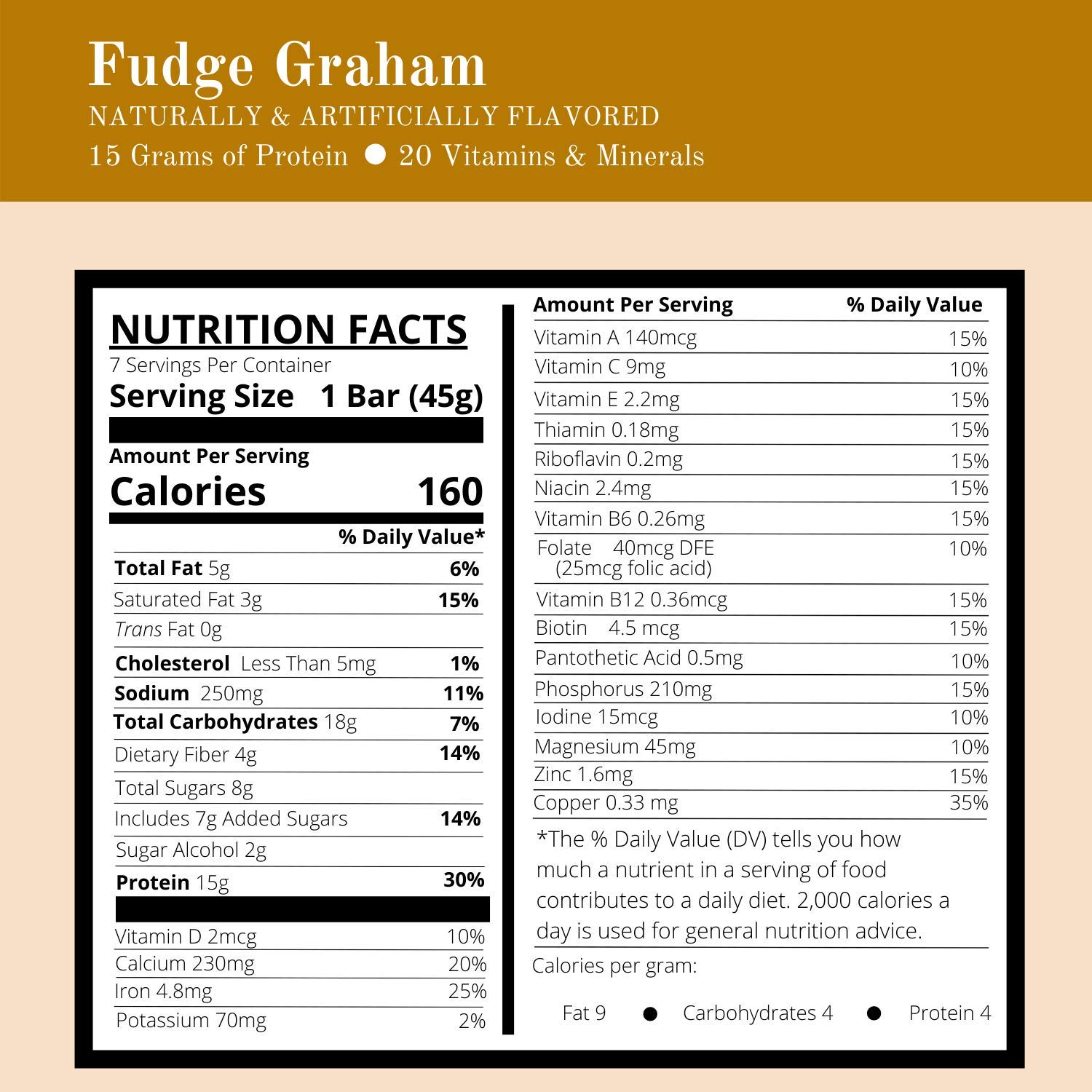 Nutmeg State Nutrition High Protein Bars, 7 Servings Per Box (1 Box (7 Servings), Fudge Graham)